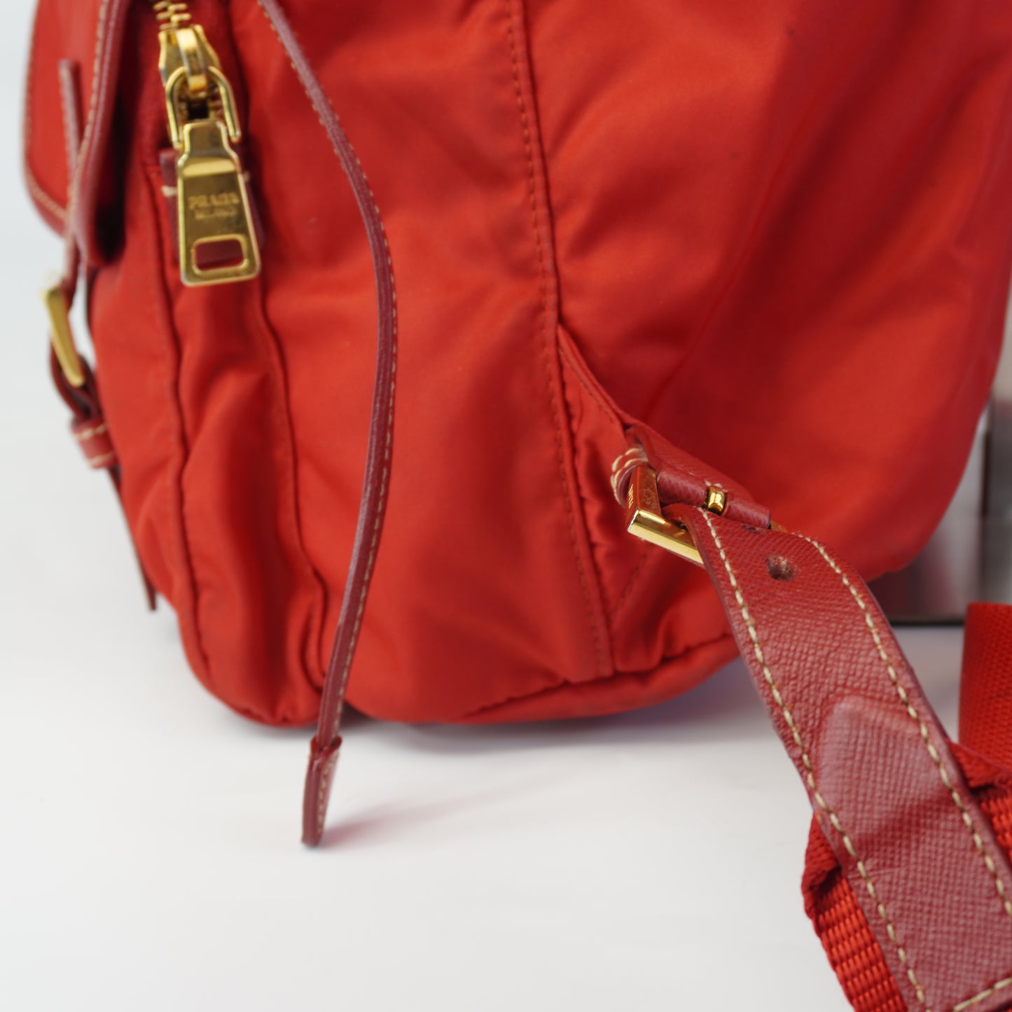 Prada  Tessuto Nylon Backpack Red