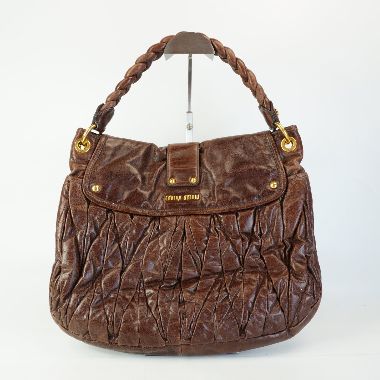 Miu Miu  Matelasse Coffer Bag Brown Large GHW