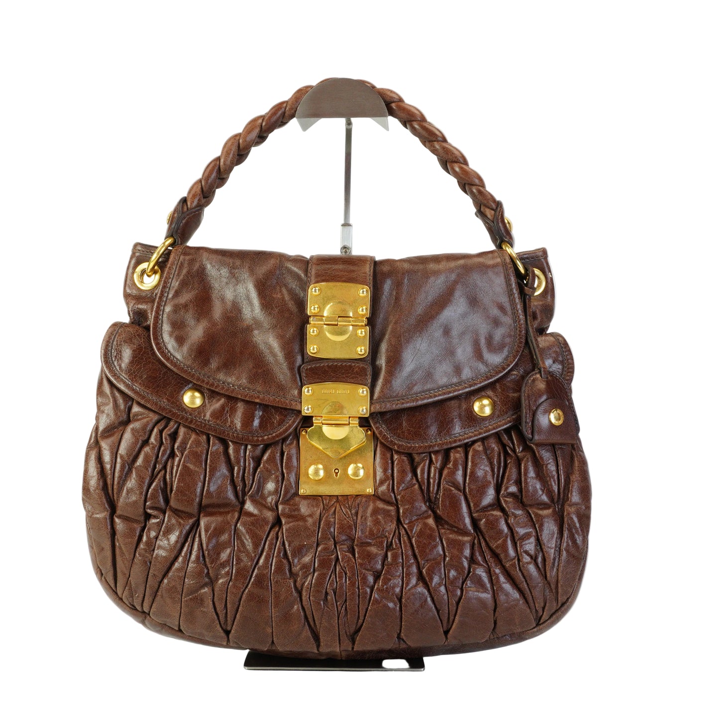 Miu Miu  Matelasse Coffer Bag Brown Large GHW