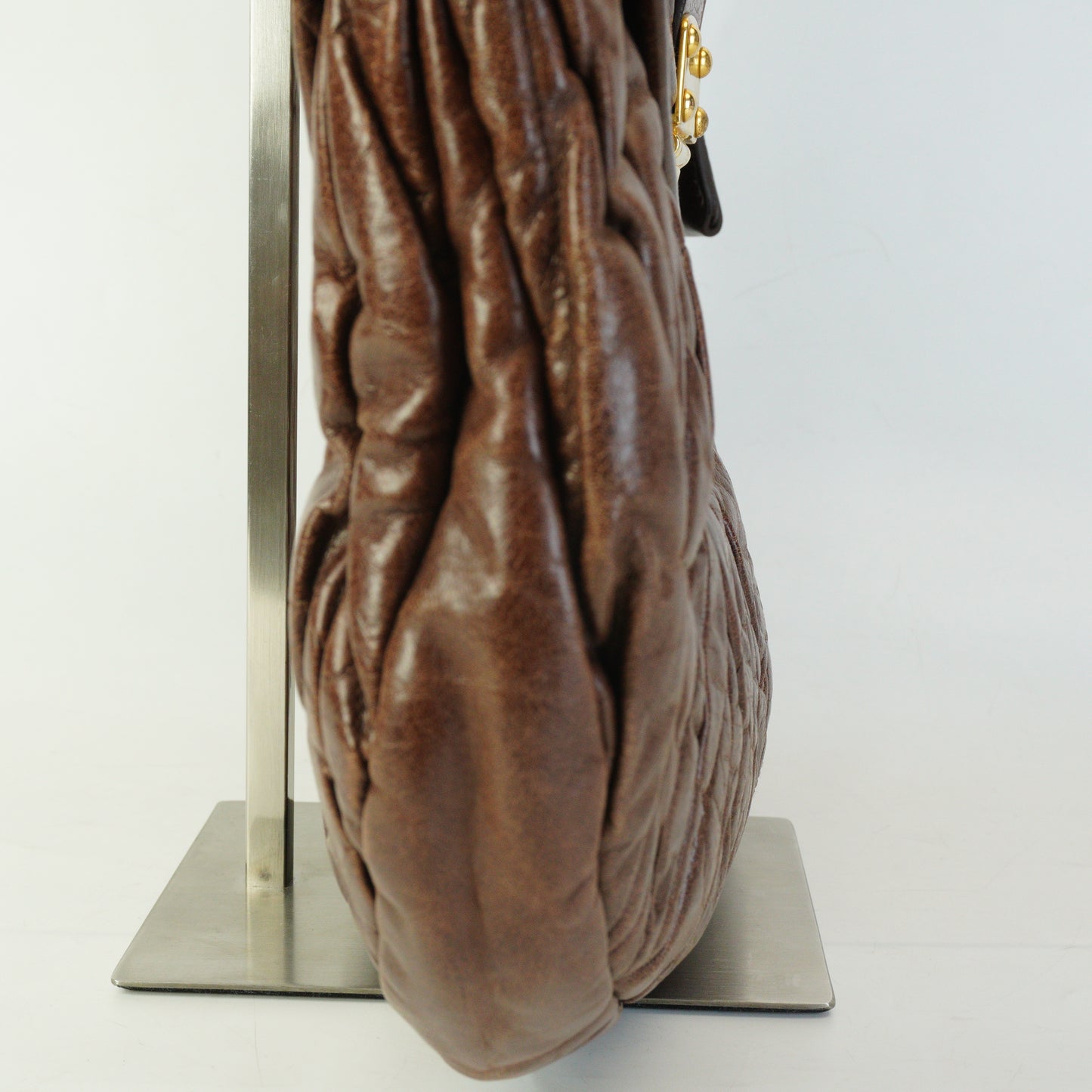 Miu Miu  Matelasse Coffer Bag Brown Large GHW