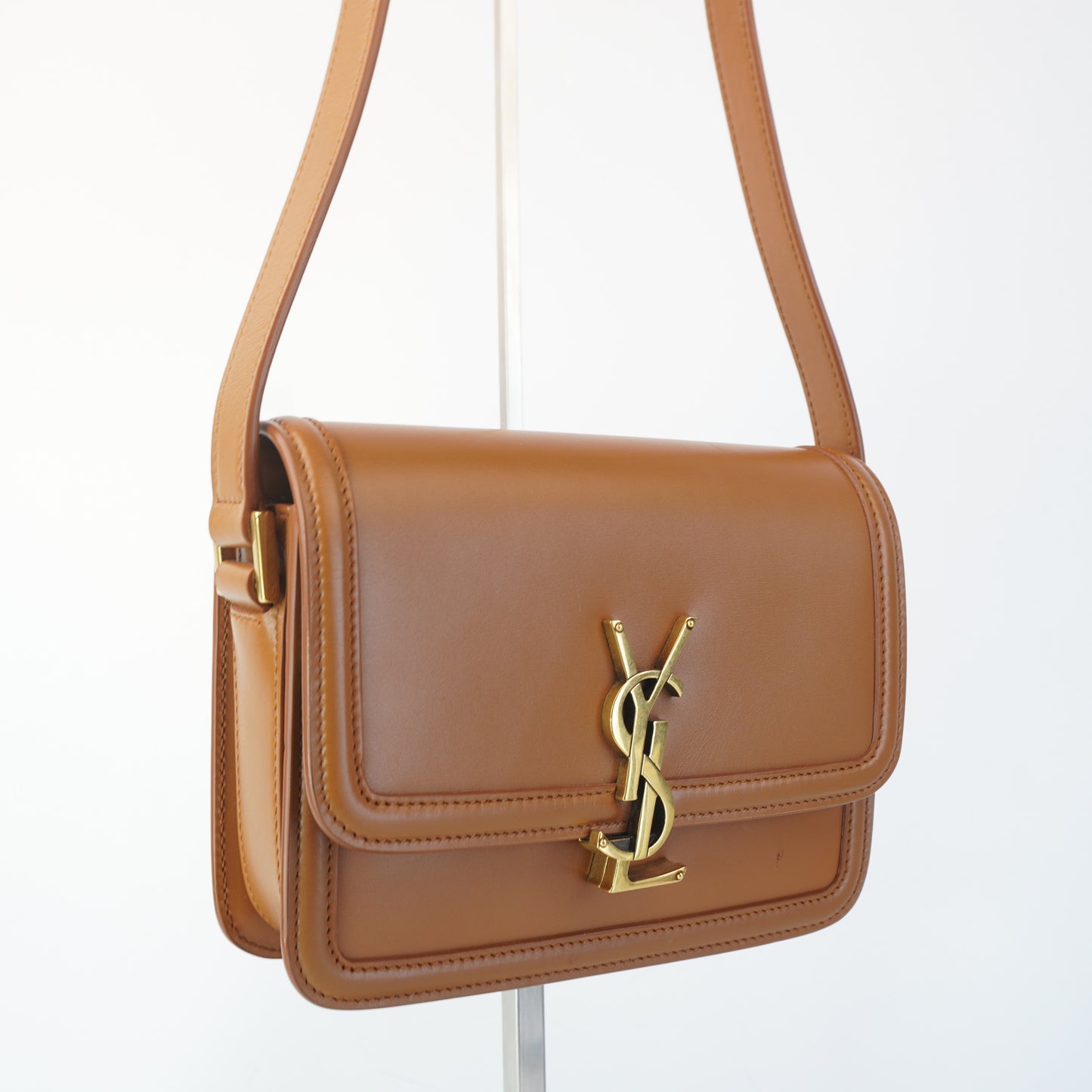 YSL	Solferino Satchel Calfskin Gold-Tone