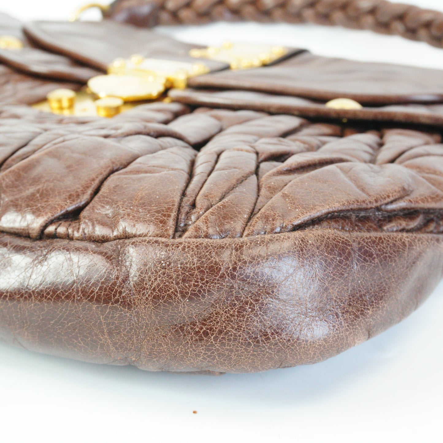 Miu Miu  Matelasse Coffer Bag Brown Large GHW