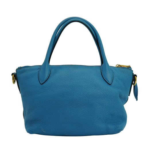 Prada Dual Strap Convertible Zip Tote Blue Medium GHW