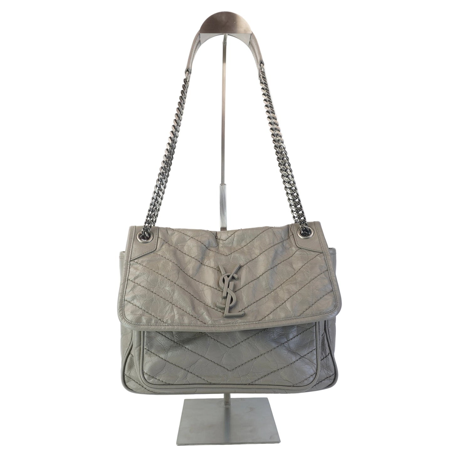 YSL	Niki Gray Medium Shoulder