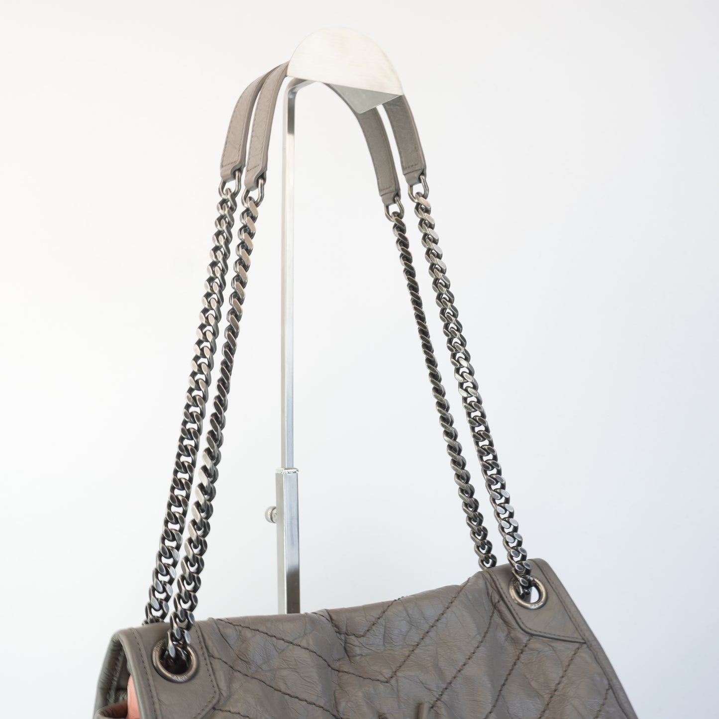 YSL	Niki Gray Medium Shoulder