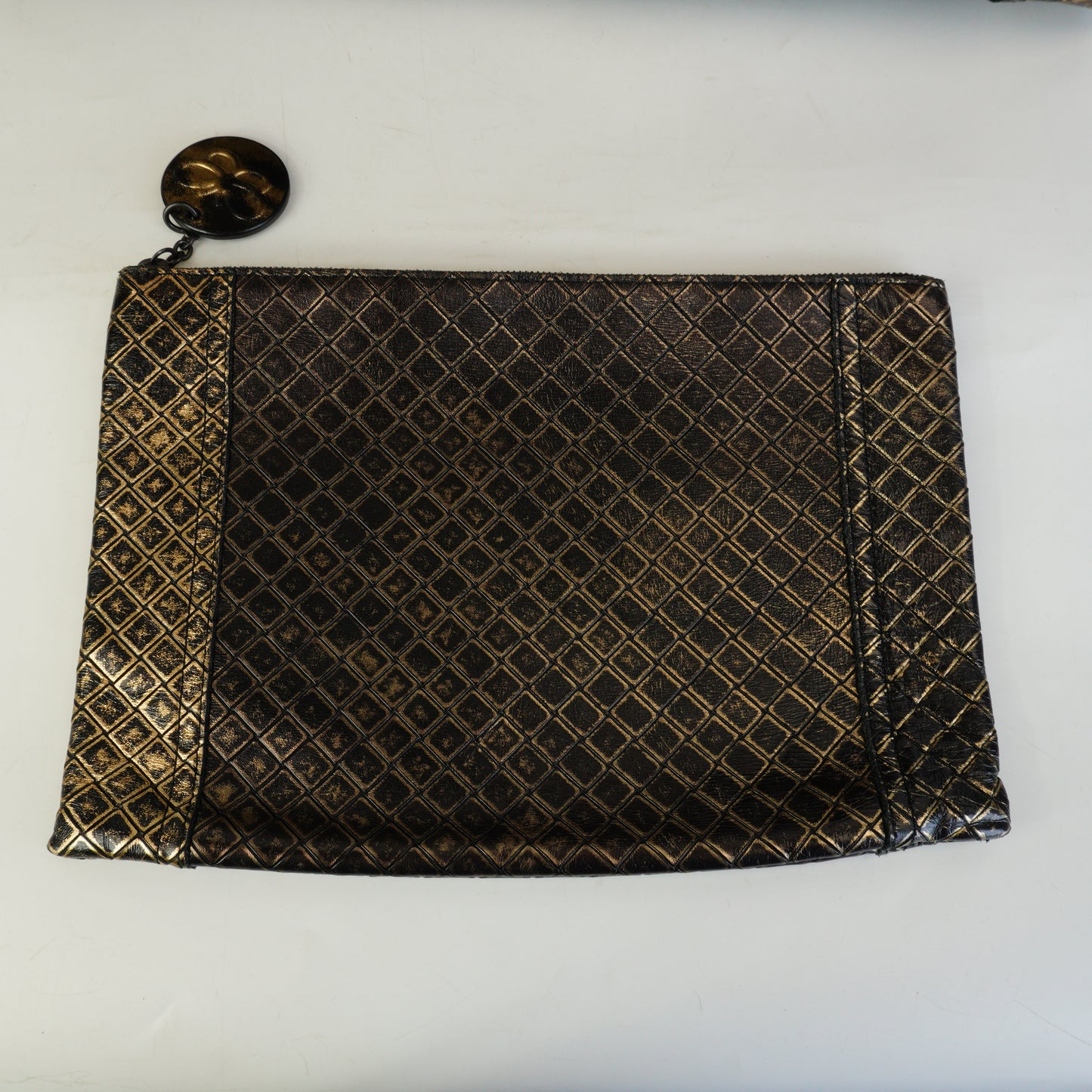 Bottega Veneta Intrecciomirage Leather Black/Gold Large