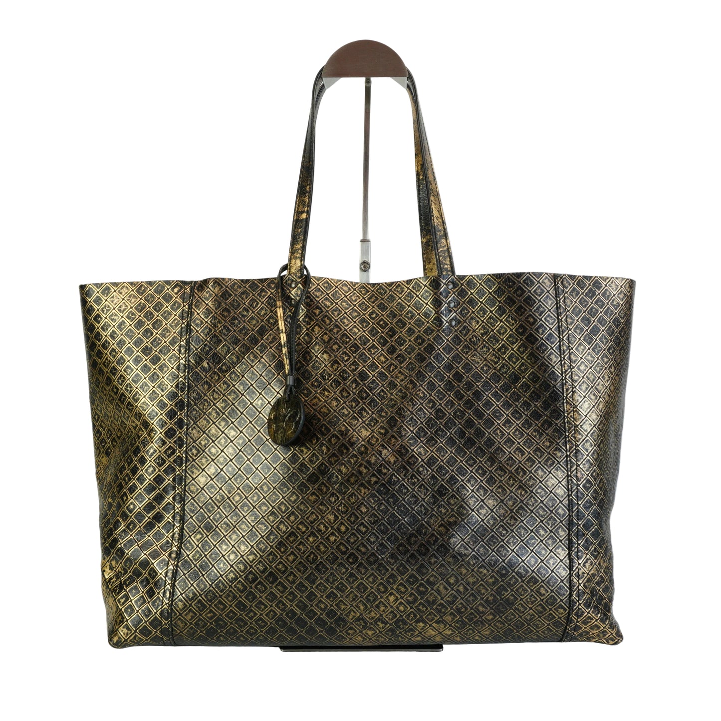 Bottega Veneta Intrecciomirage Leather Black/Gold Large