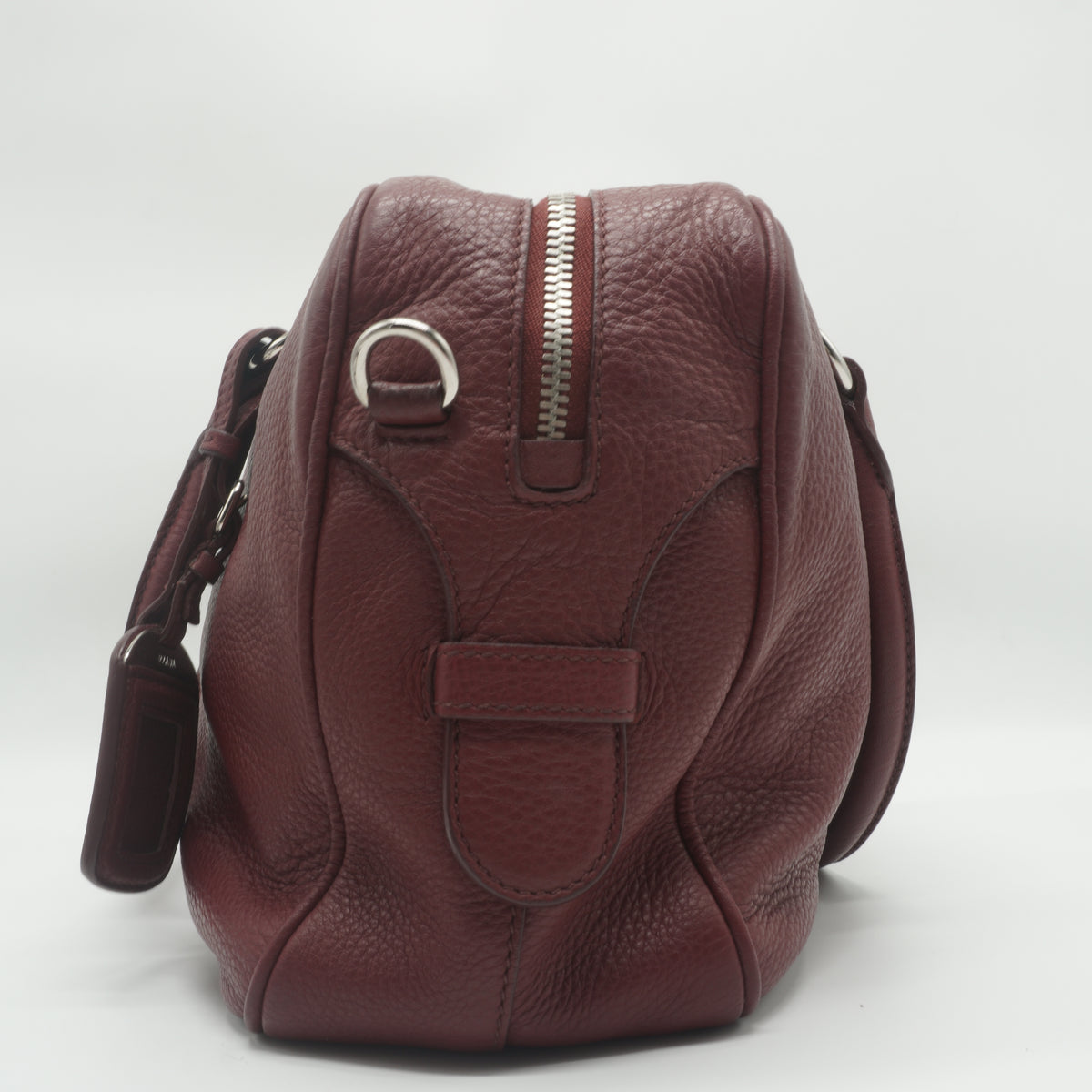 Prada Vitello Daino Bauletto Medium Burgundy SHW