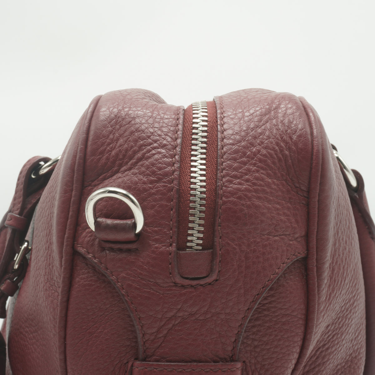 Prada Vitello Daino Bauletto Medium Burgundy SHW