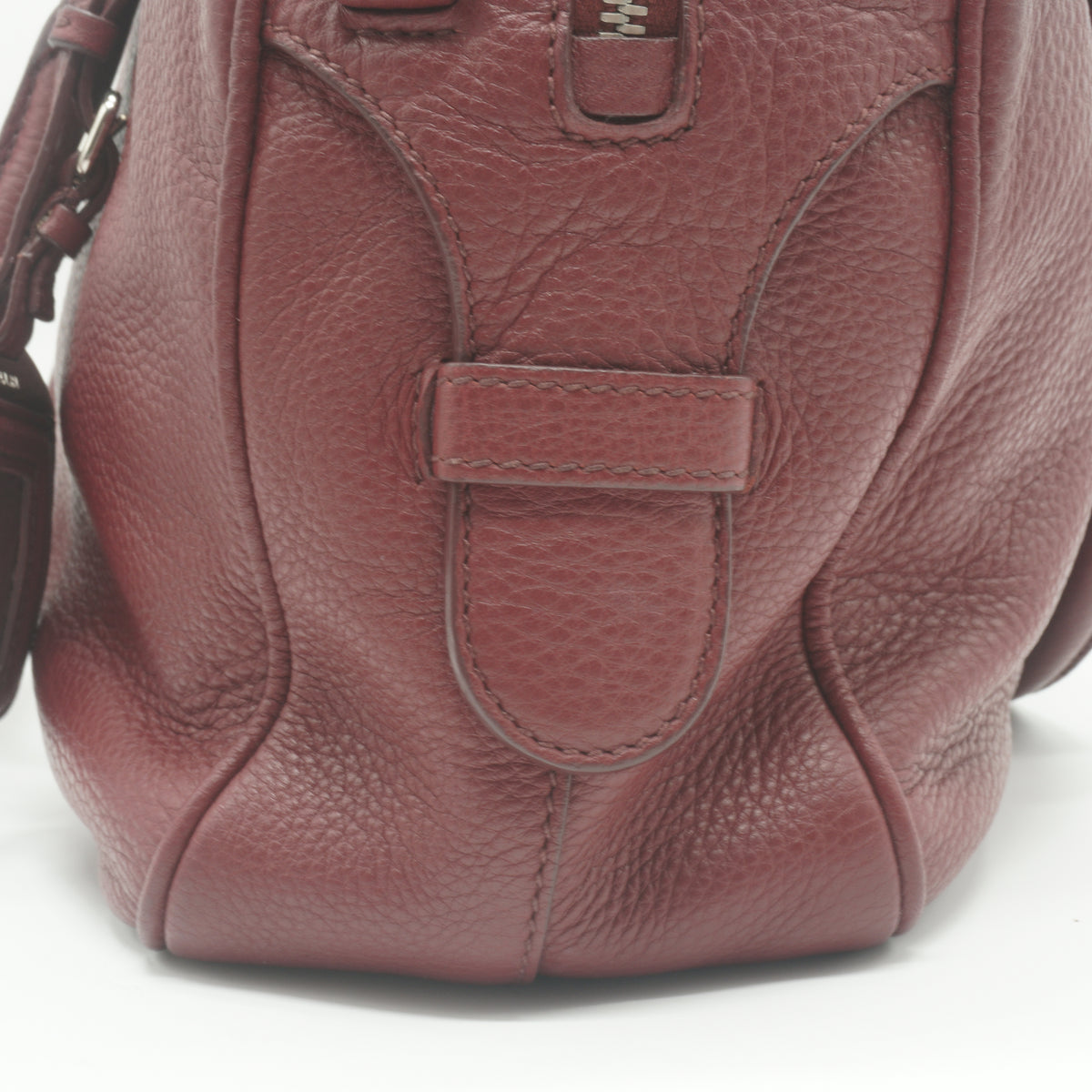 Prada Vitello Daino Bauletto Medium Burgundy SHW