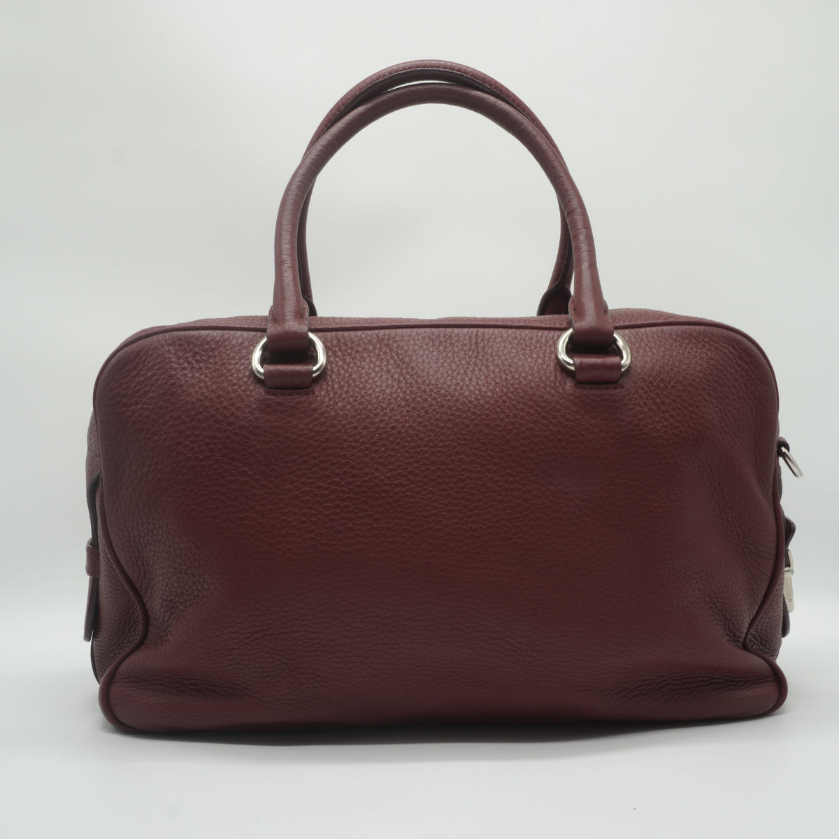 Prada Vitello Daino Bauletto Medium Burgundy SHW