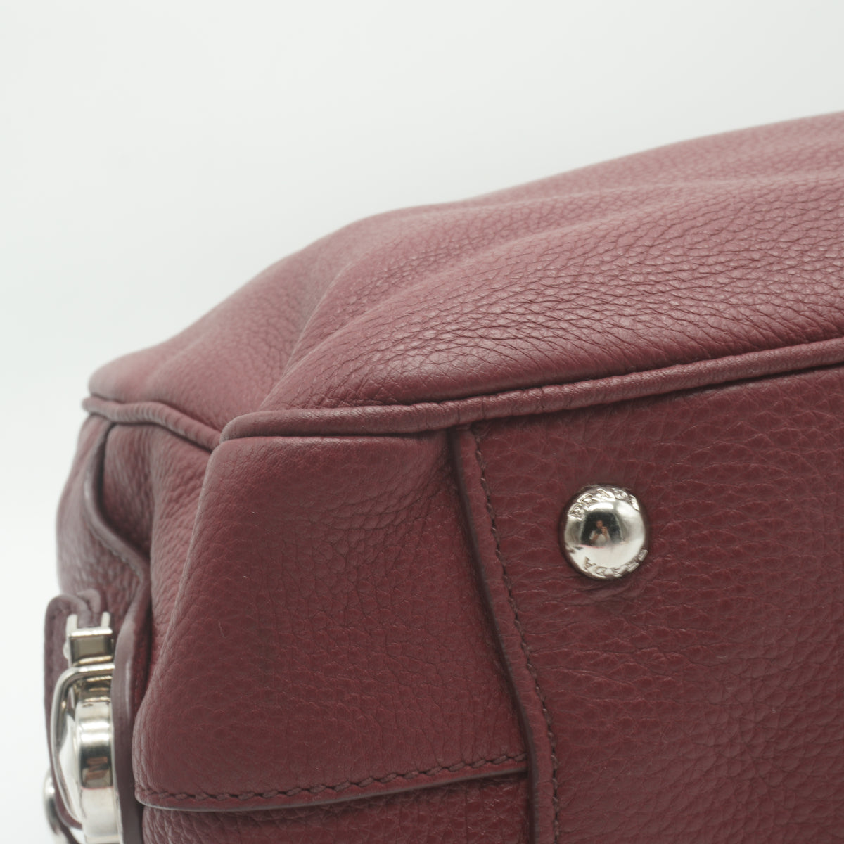 Prada Vitello Daino Bauletto Medium Burgundy SHW