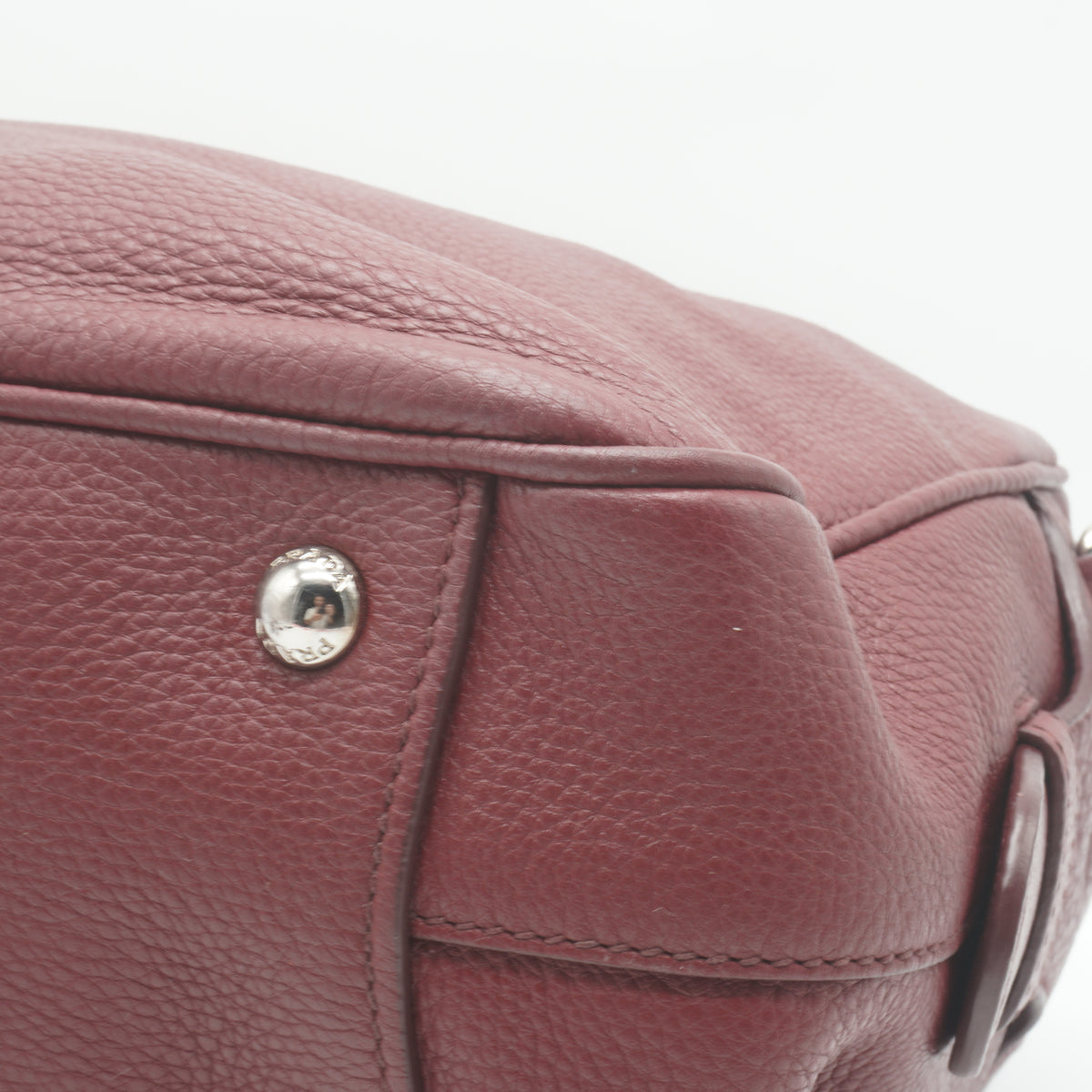 Prada Vitello Daino Bauletto Medium Burgundy SHW