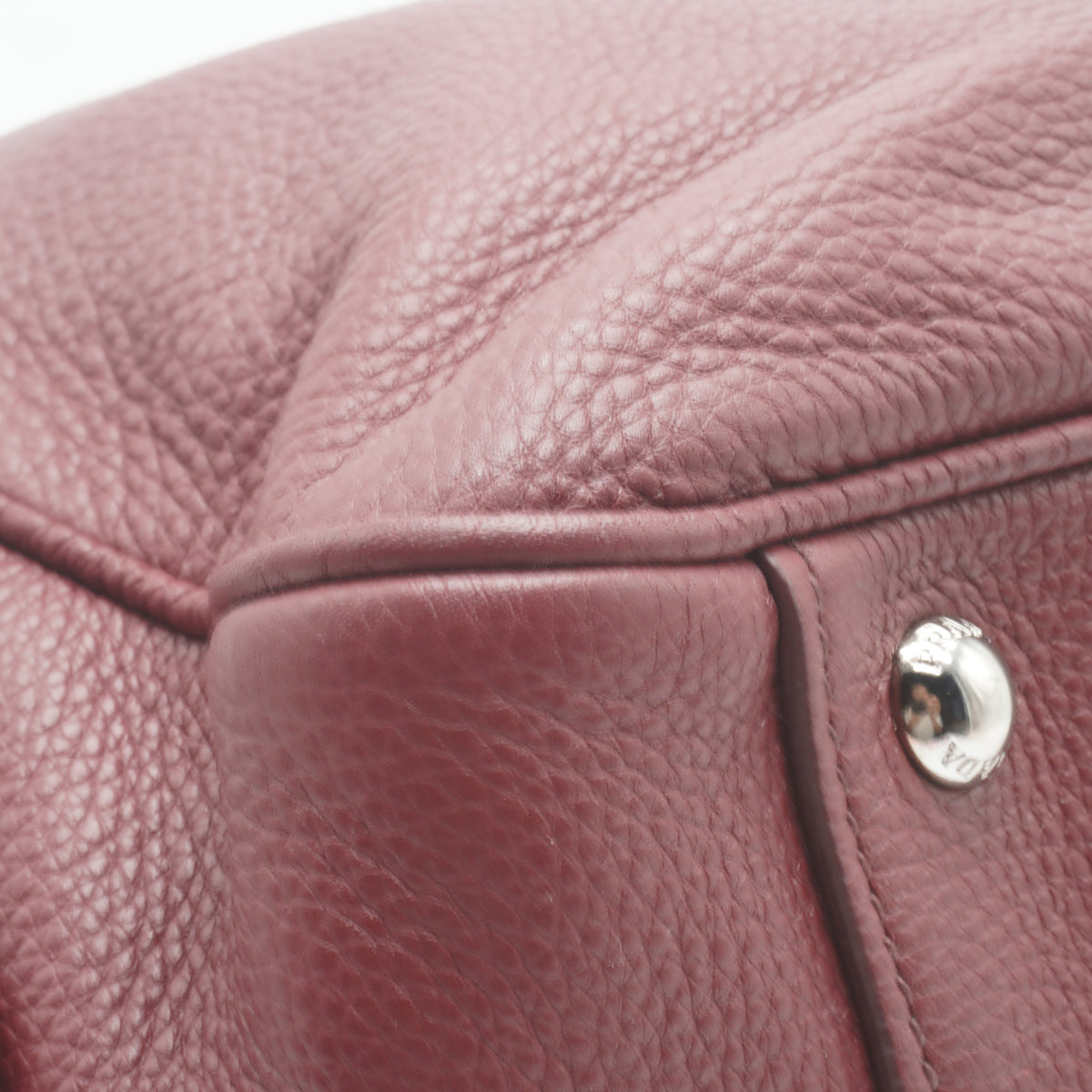 Prada Vitello Daino Bauletto Medium Burgundy SHW