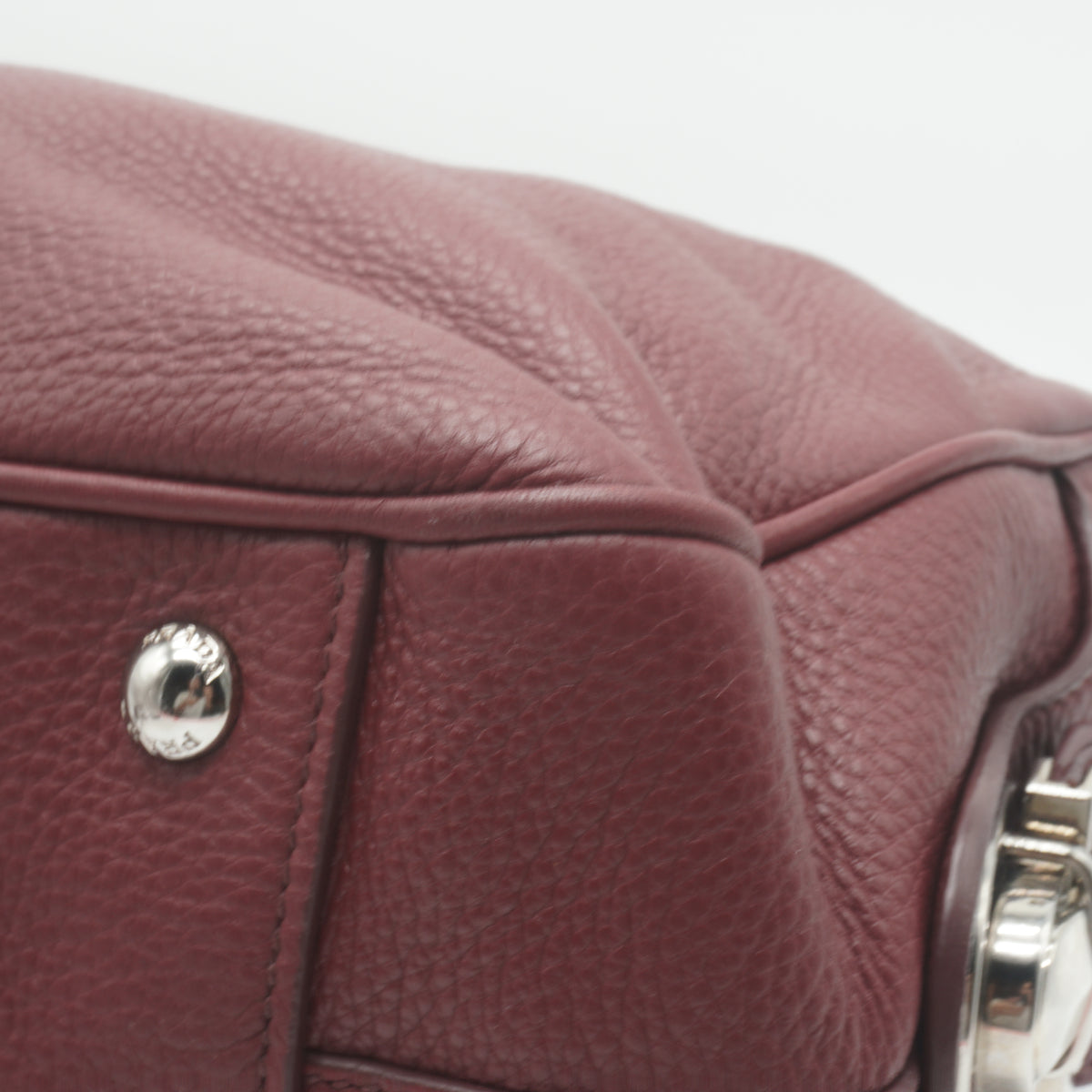 Prada Vitello Daino Bauletto Medium Burgundy SHW