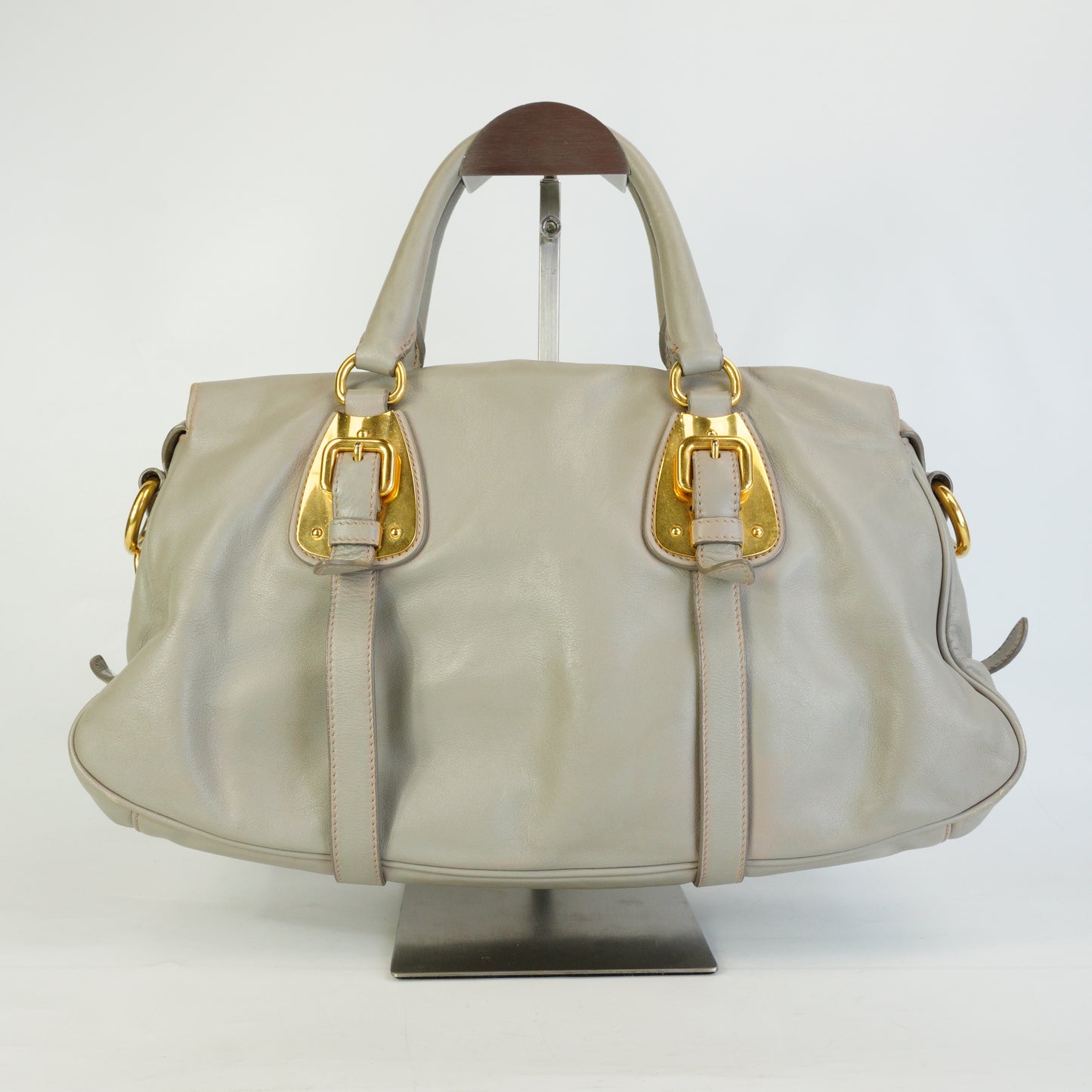 Prada Bauletto Satchel Gray Large GHW