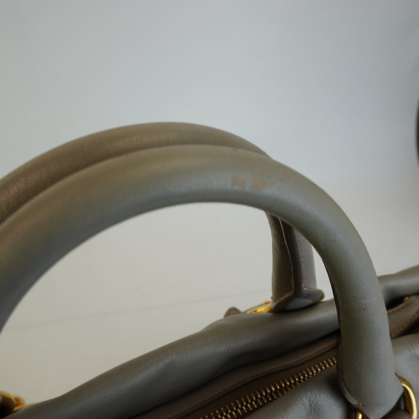 Prada Bauletto Satchel Gray Large GHW