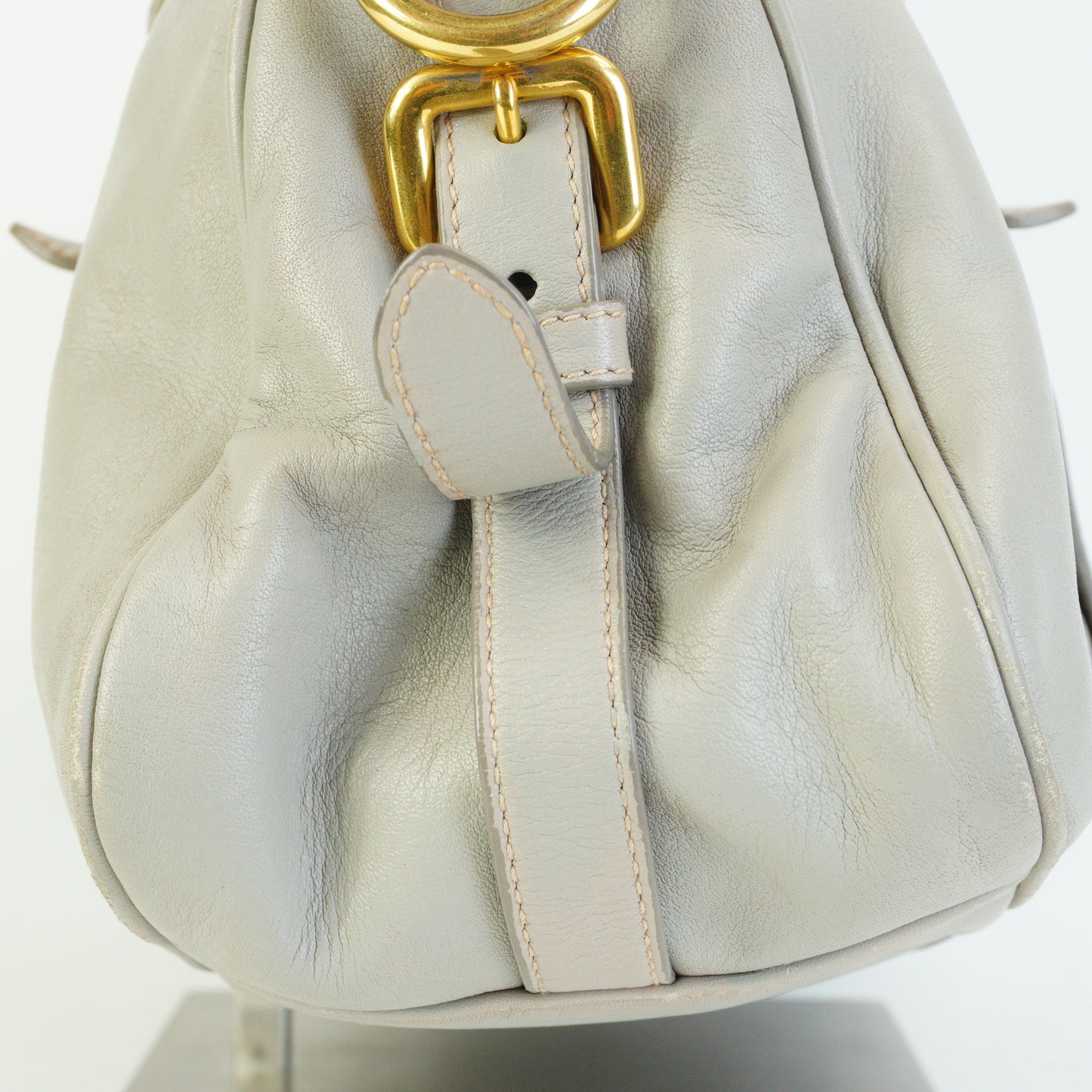 Prada Bauletto Satchel Gray Large GHW