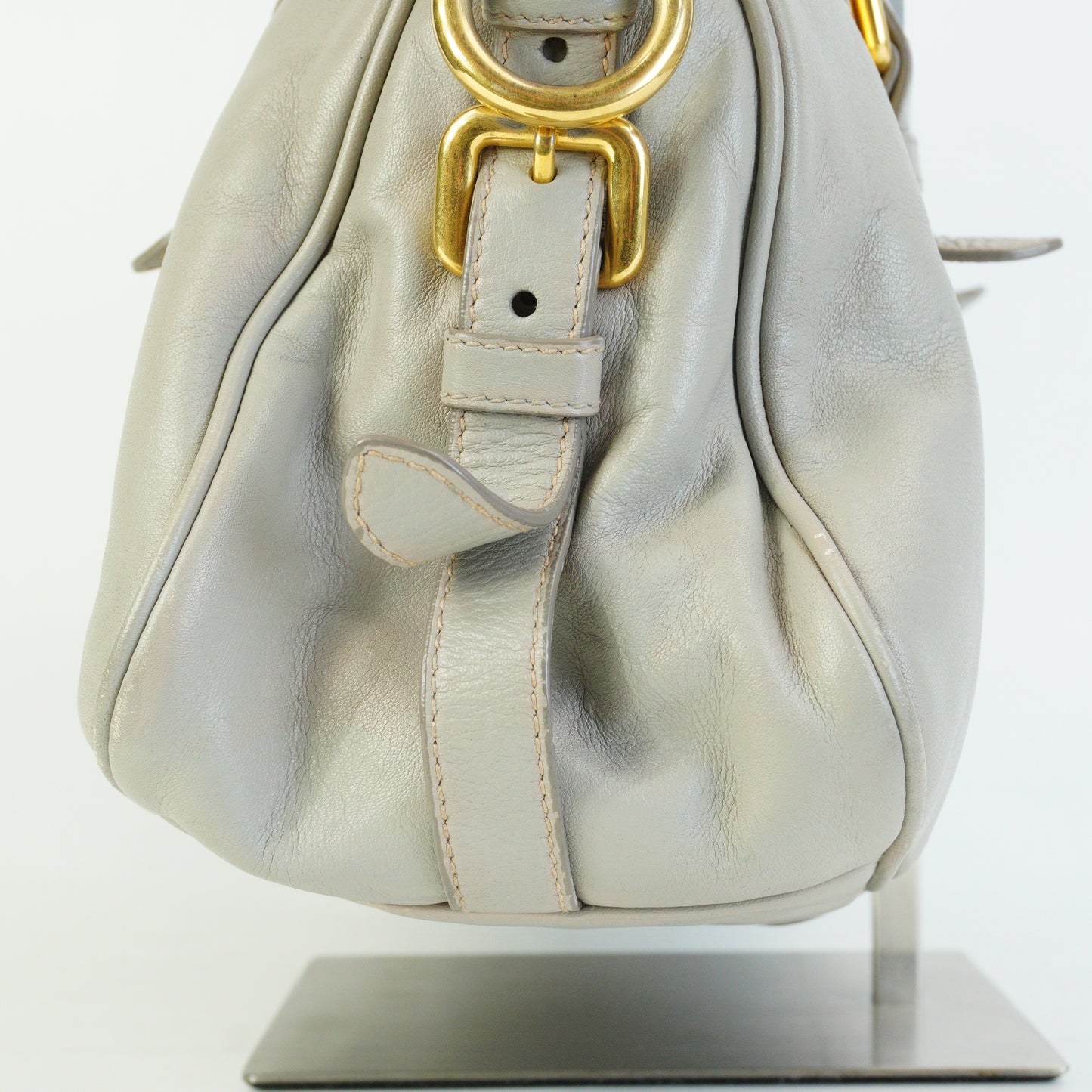 Prada Bauletto Satchel Gray Large GHW