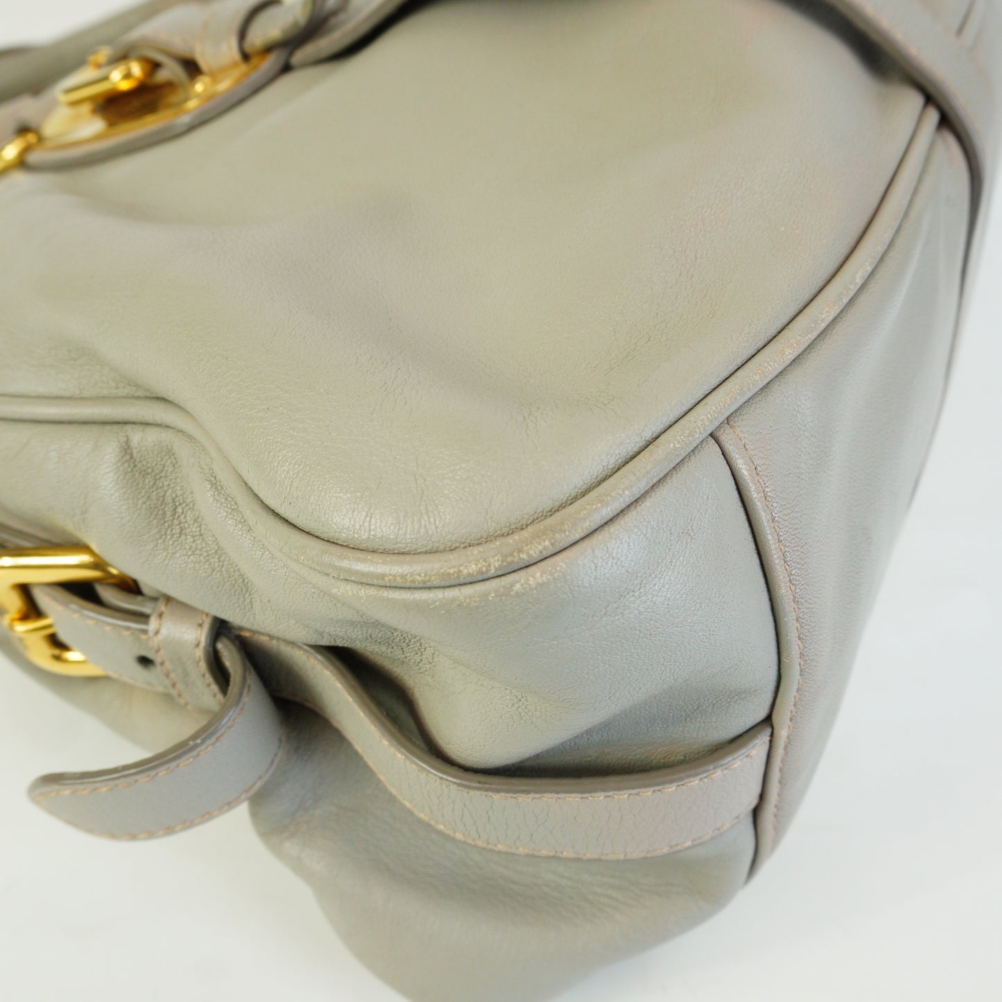 Prada Bauletto Satchel Gray Large GHW