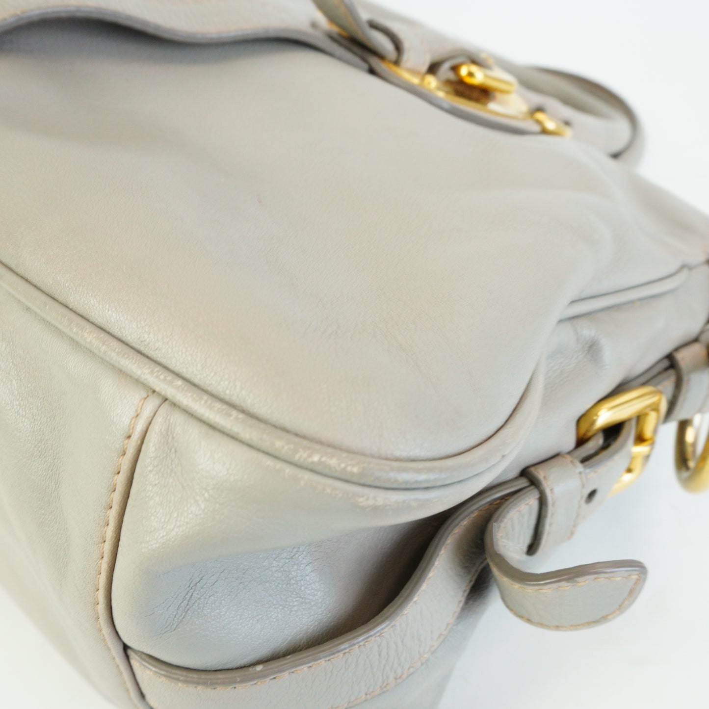 Prada Bauletto Satchel Gray Large GHW