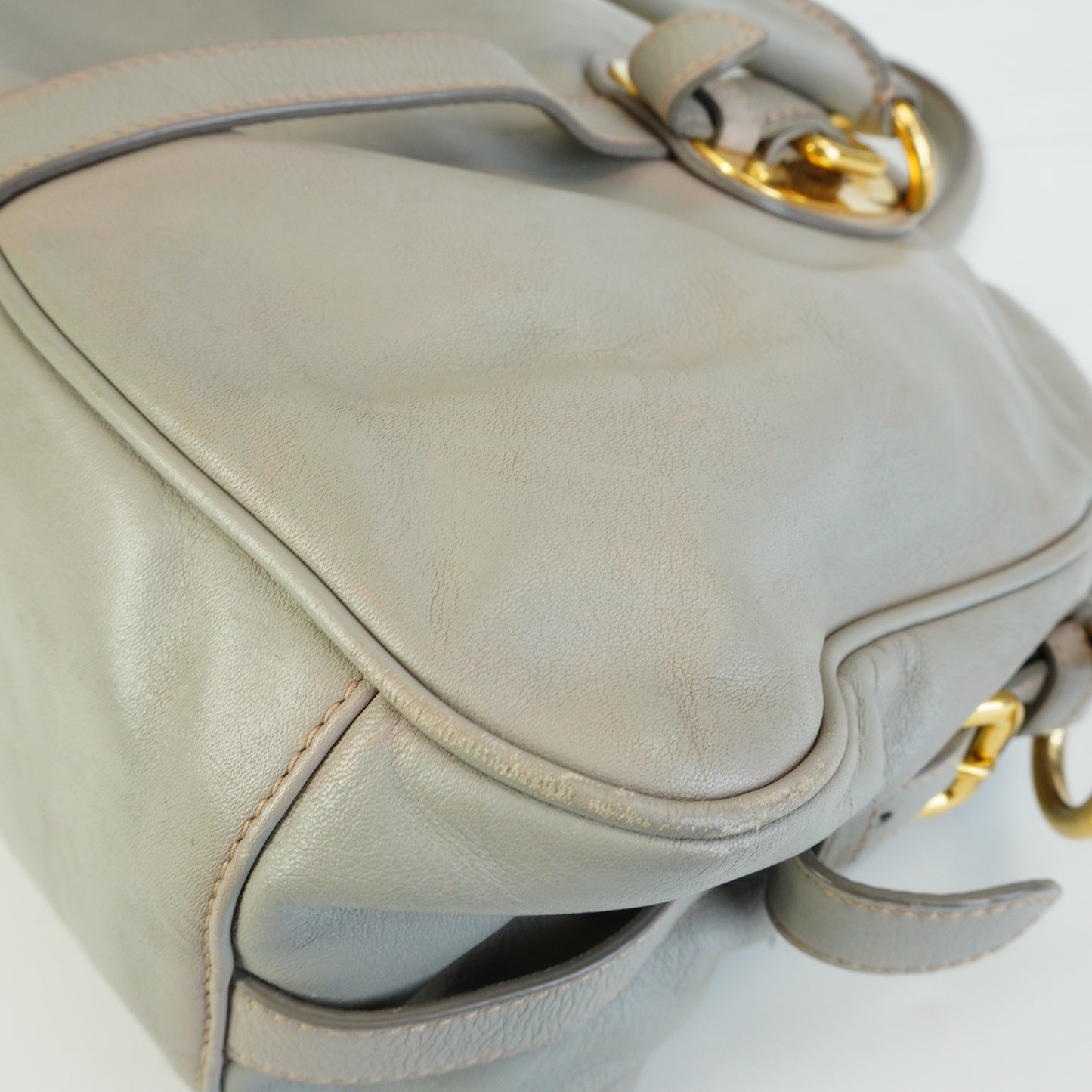 Prada Bauletto Satchel Gray Large GHW