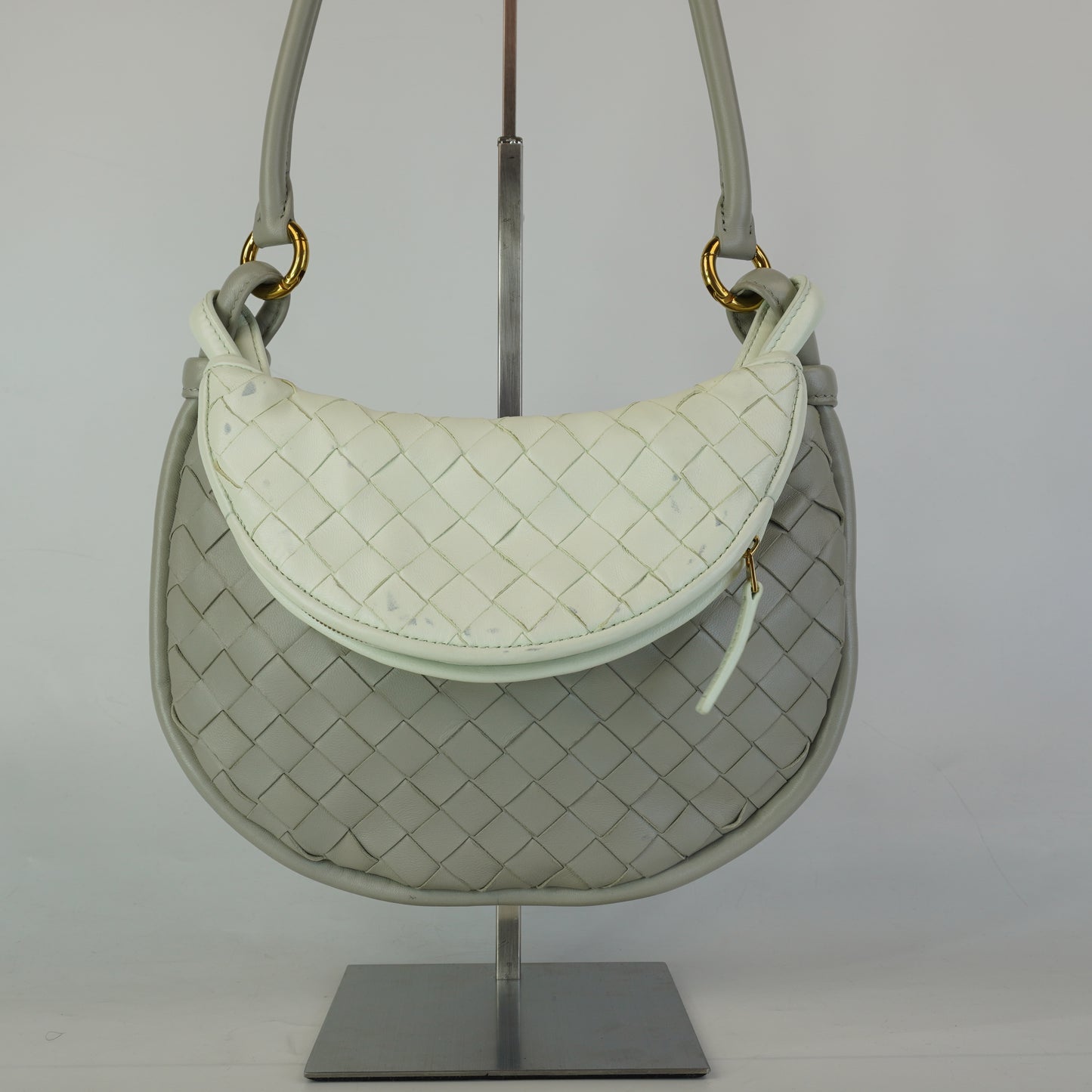 Bottega Veneta Gemelli Shoulder Bag Gray/White