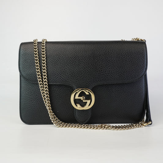 Gucci Interlocking G Shoulder Bag Black