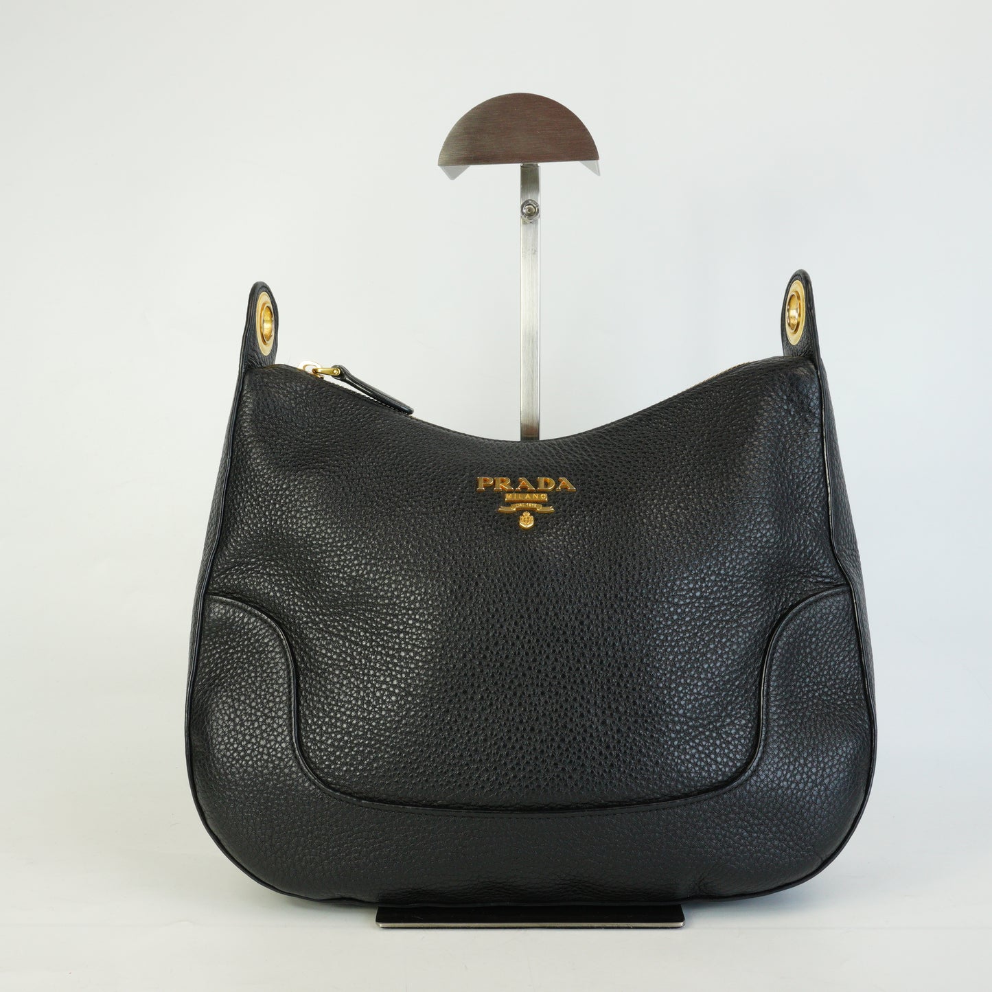 Prada Vitello Phoenix Hobo Bag Dove Grey Medium GHW