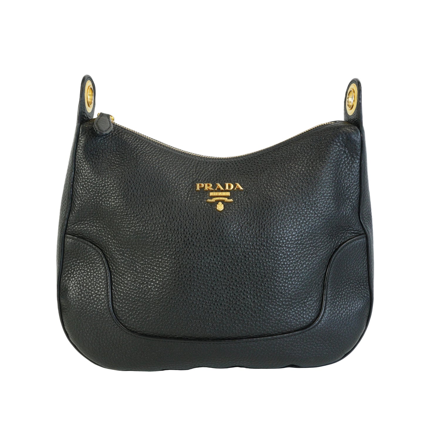 Prada Vitello Phoenix Hobo Bag Dove Grey Medium GHW