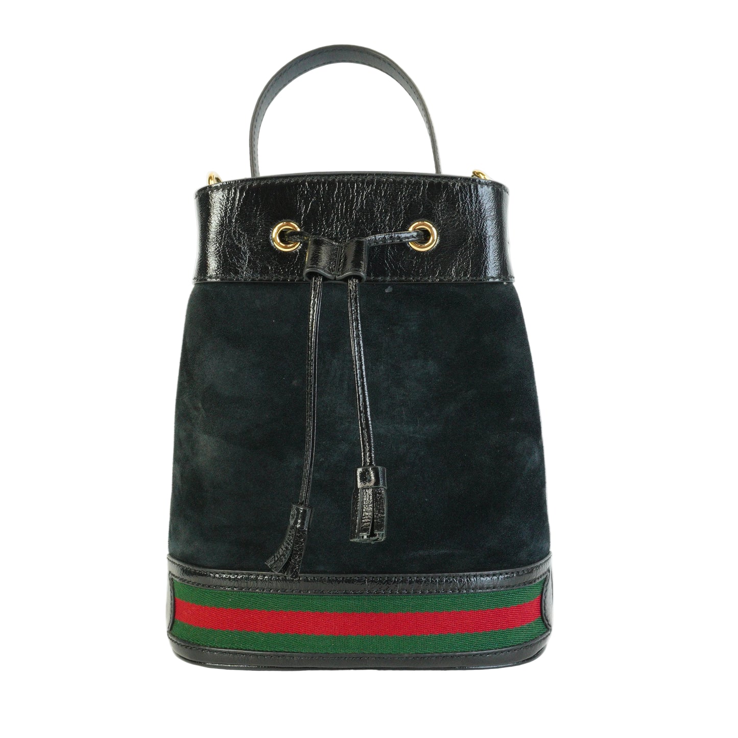 Gucci	Small Ophidia Black Suede Bucket Bag Small GHW