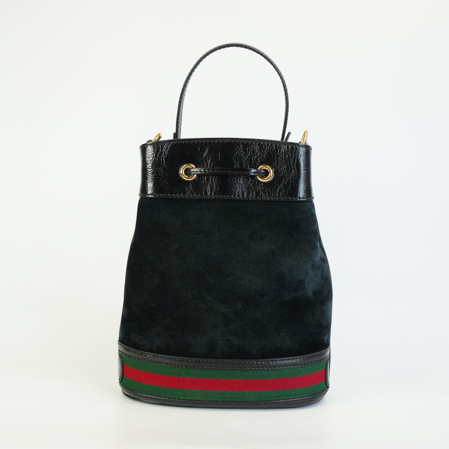 Gucci	Small Ophidia Black Suede Bucket Bag Small GHW