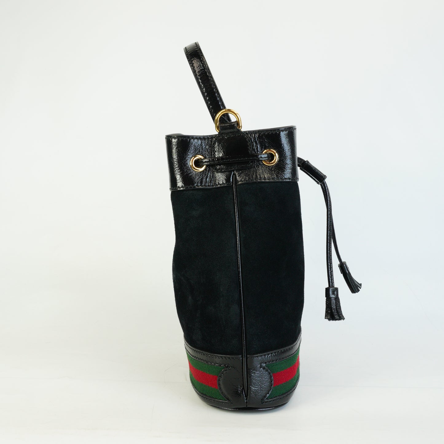 Gucci	Small Ophidia Black Suede Bucket Bag Small GHW