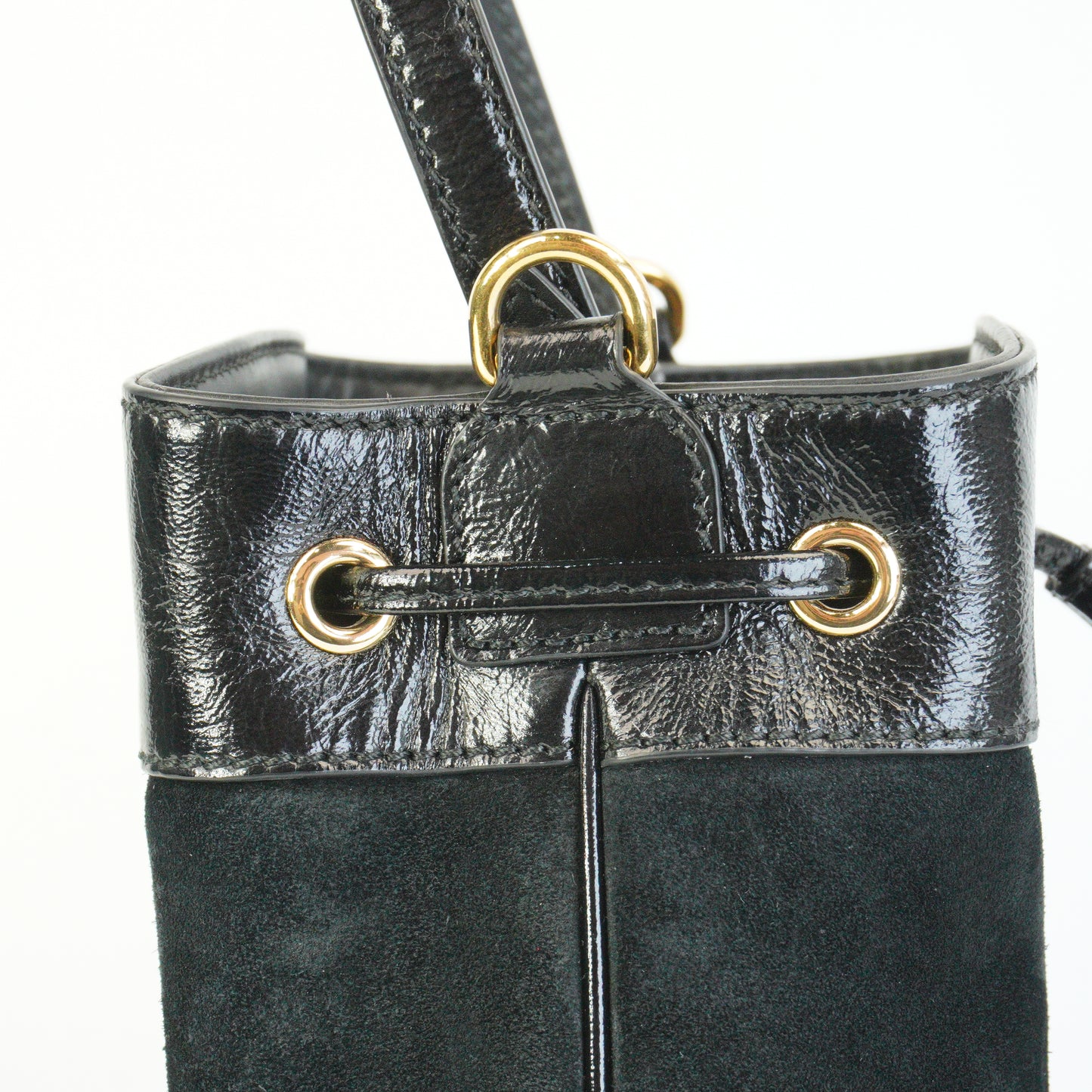 Gucci	Small Ophidia Black Suede Bucket Bag Small GHW