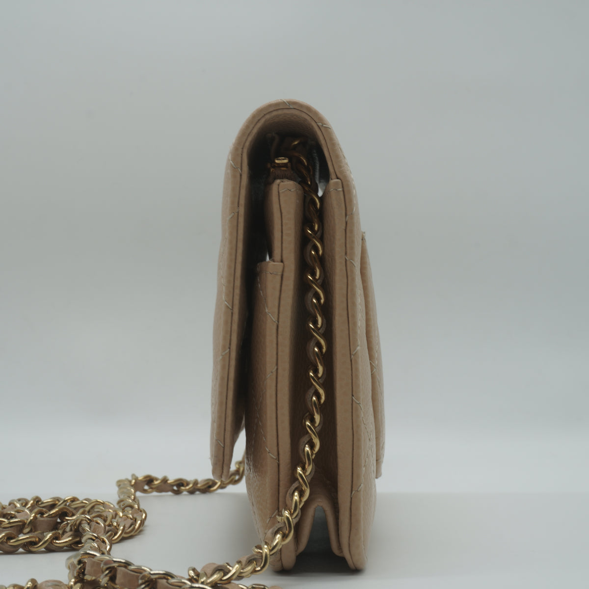 Chanel	Classic Wallet On Chain Beige Small GHW