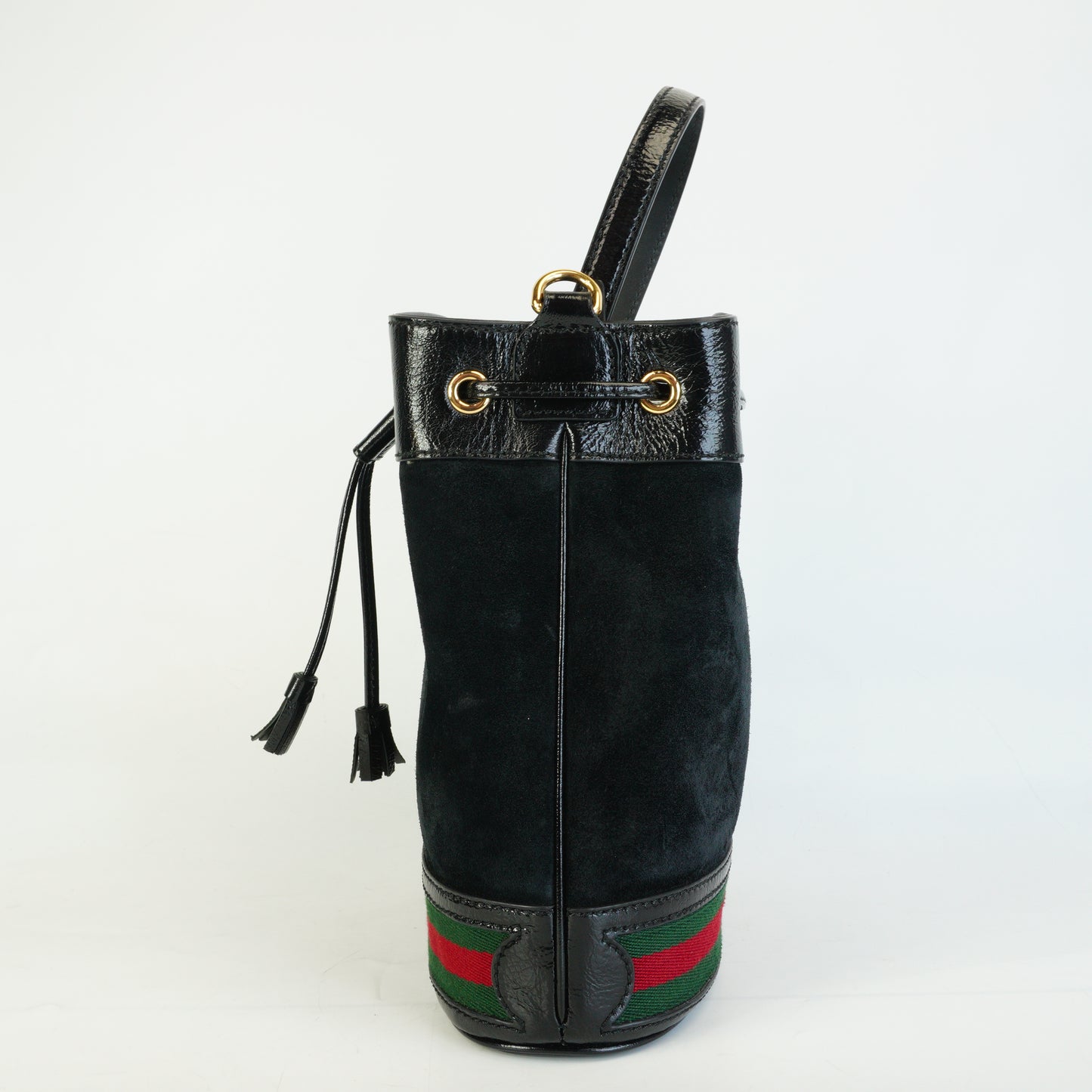 Gucci	Small Ophidia Black Suede Bucket Bag Small GHW
