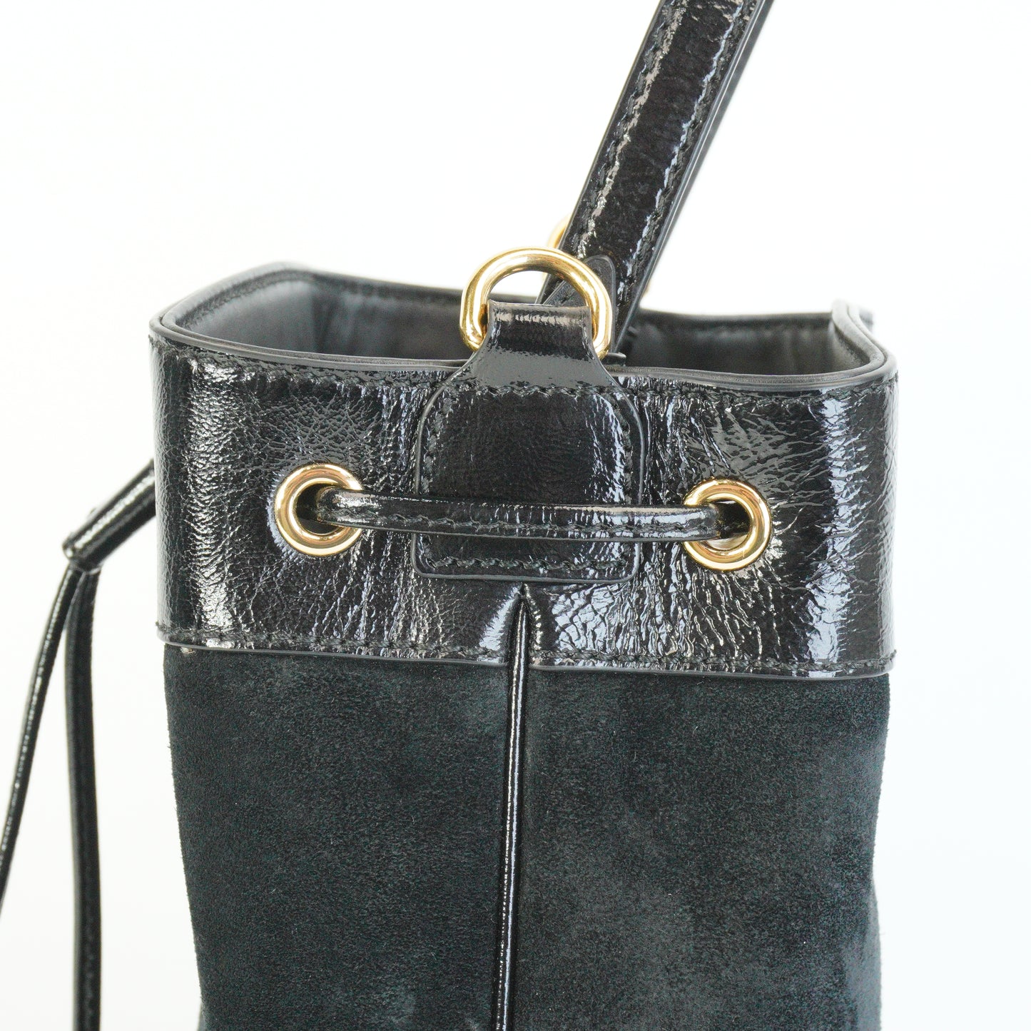 Gucci	Small Ophidia Black Suede Bucket Bag Small GHW