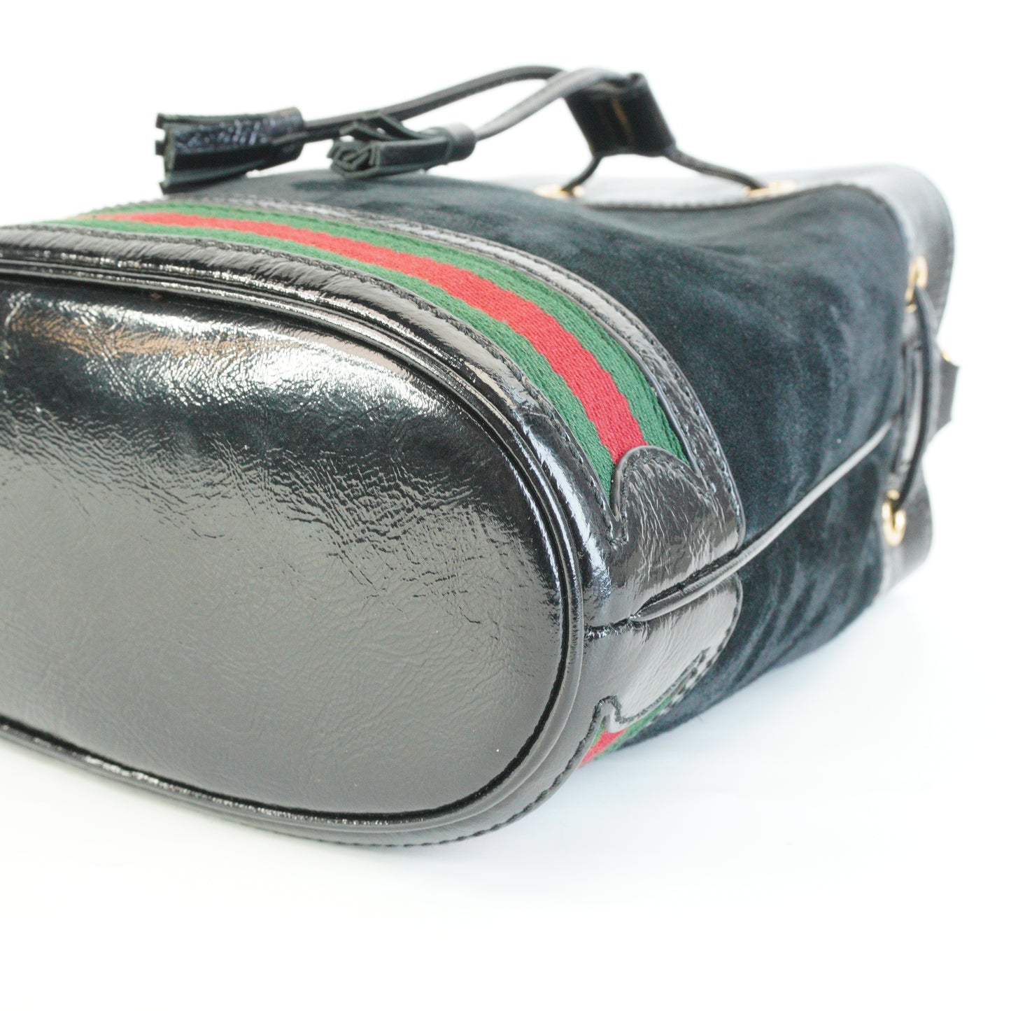 Gucci	Small Ophidia Black Suede Bucket Bag Small GHW