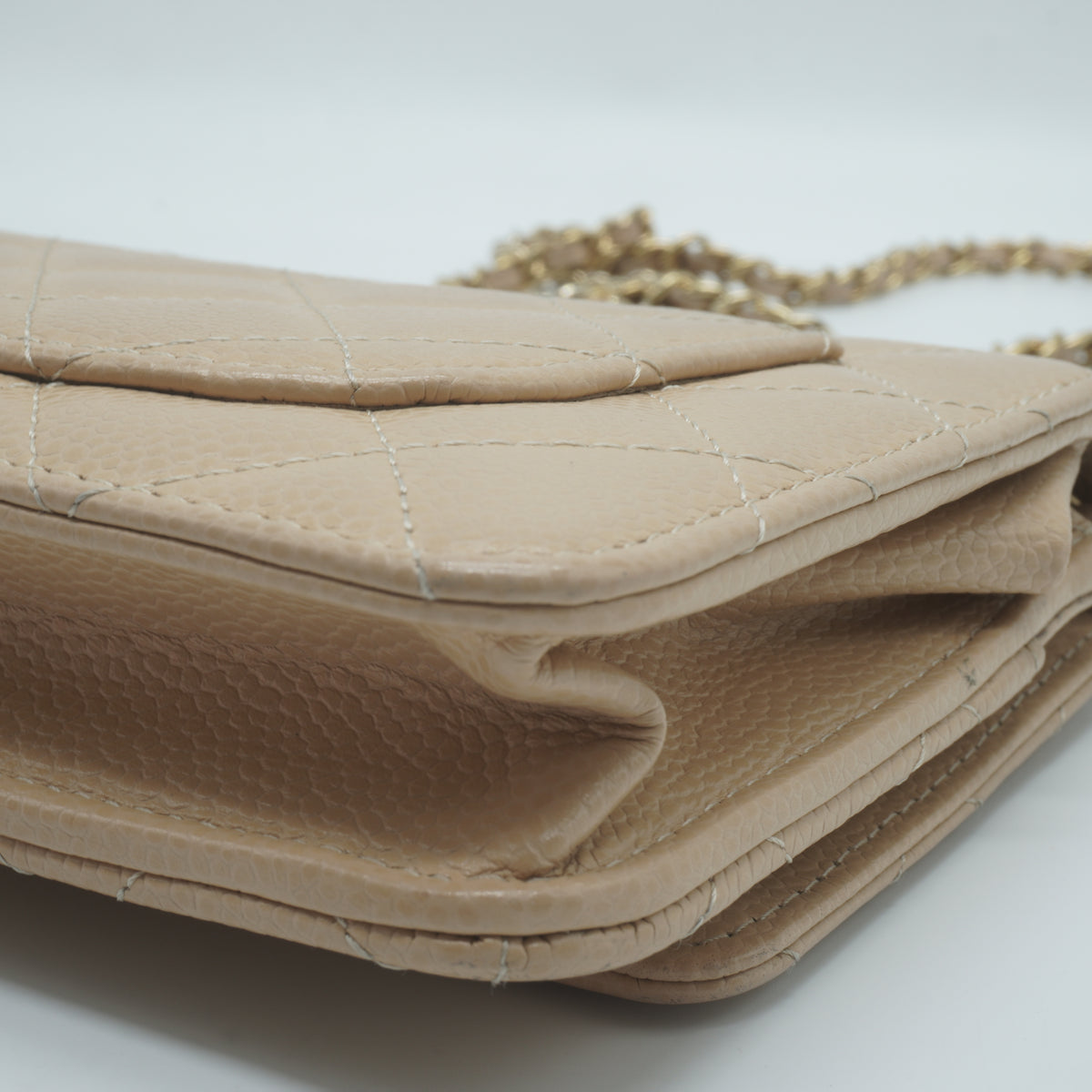 Chanel	Classic Wallet On Chain Beige Small GHW