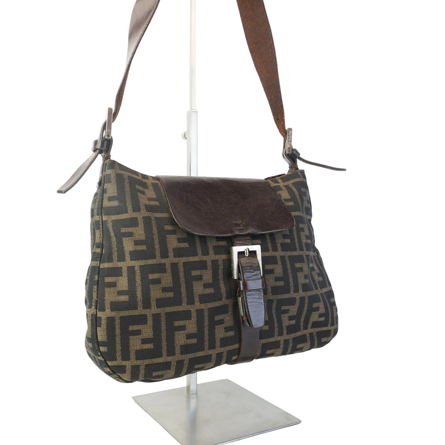 Fendi Zucca Shoulder Bag Brown and Black