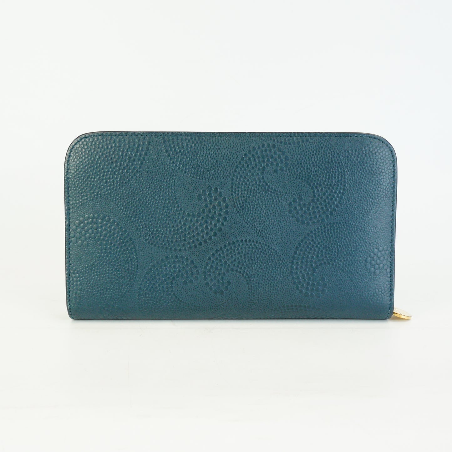 Tiffany & Co.	Wave Embossed Leather Continetal Zip Blue Wallet