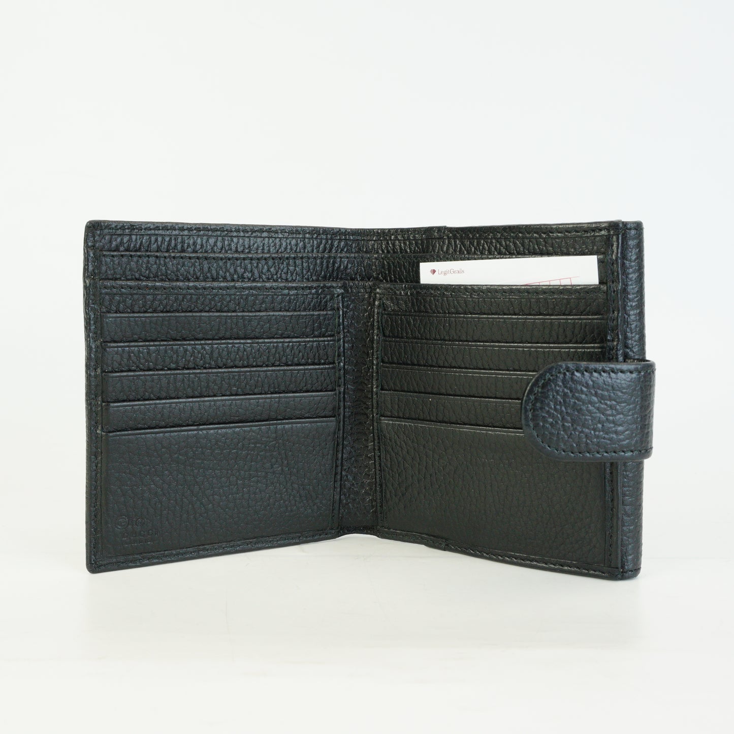 Gucci Interlocking G Pebbled Compact Wallet Black