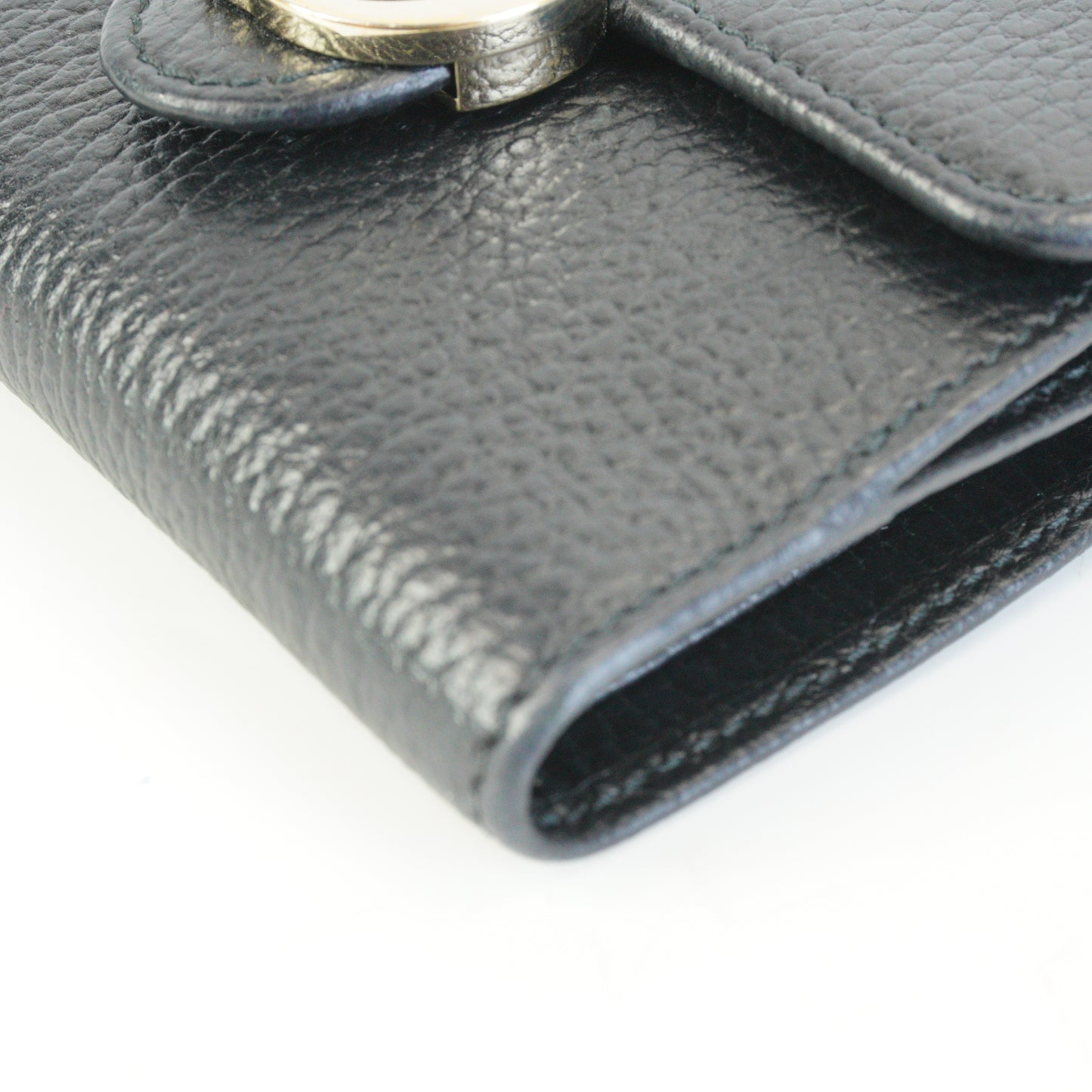 Gucci Interlocking G Pebbled Compact Wallet Black