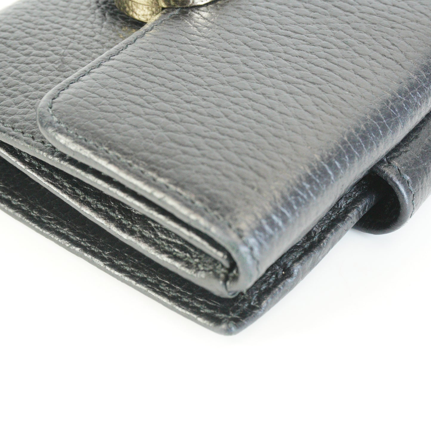 Gucci Interlocking G Pebbled Compact Wallet Black
