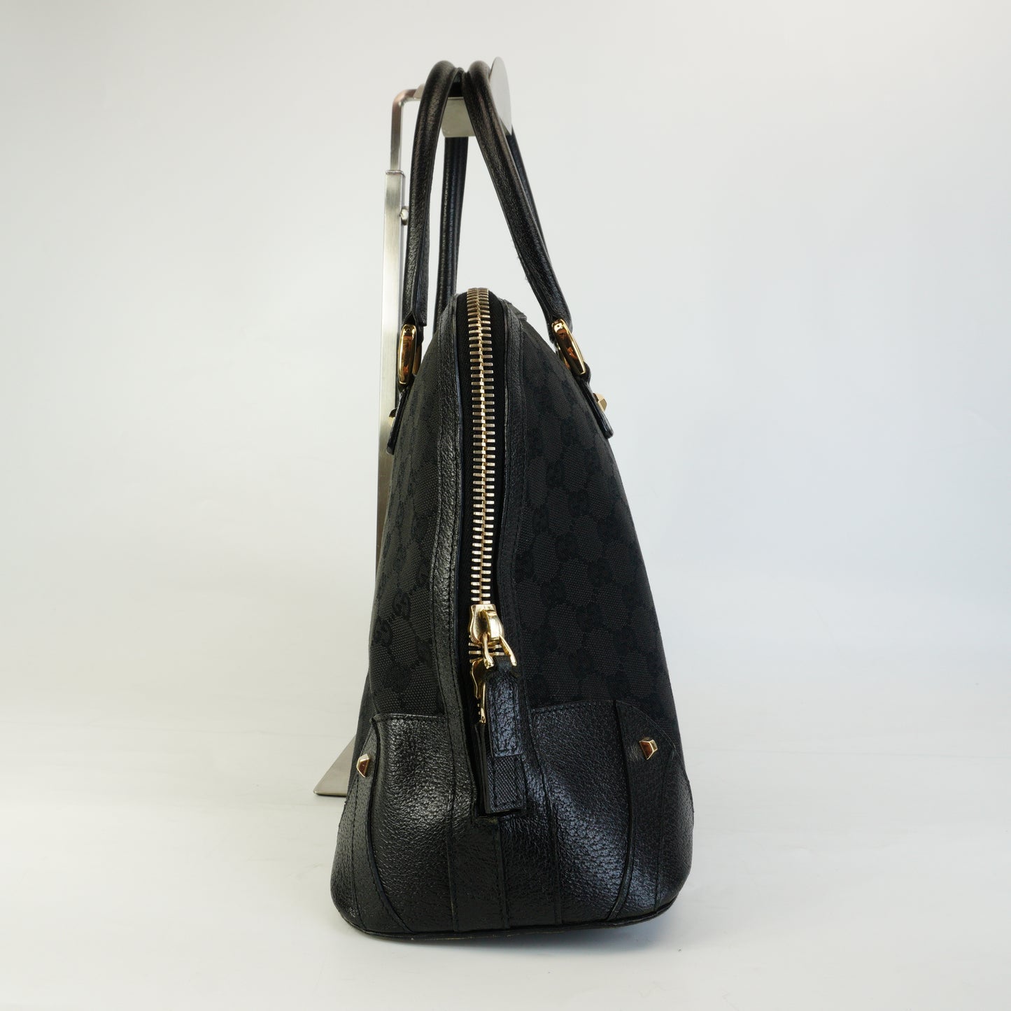 Gucci GG Canvas Dome Bag Black Large GHW