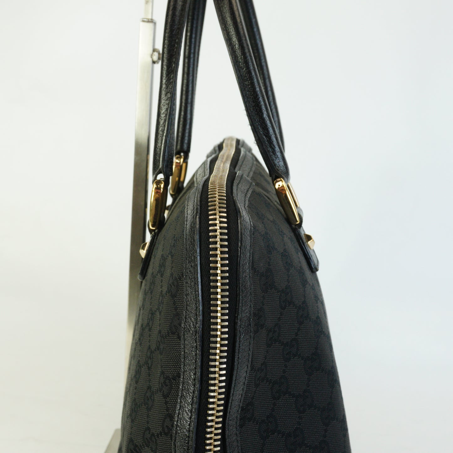 Gucci GG Canvas Dome Bag Black Large GHW