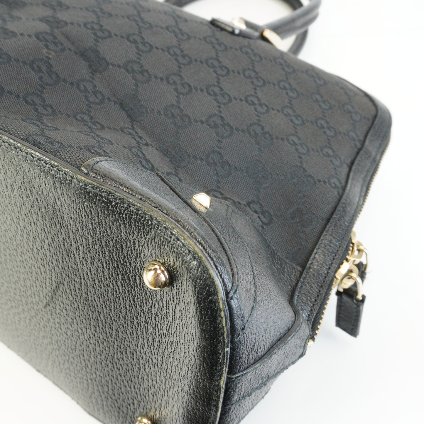 Gucci GG Canvas Dome Bag Black Large GHW