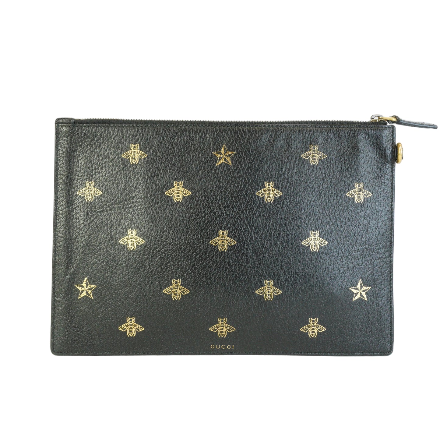 Gucci Calfskin Bee Star Clutch Bag Black GHW