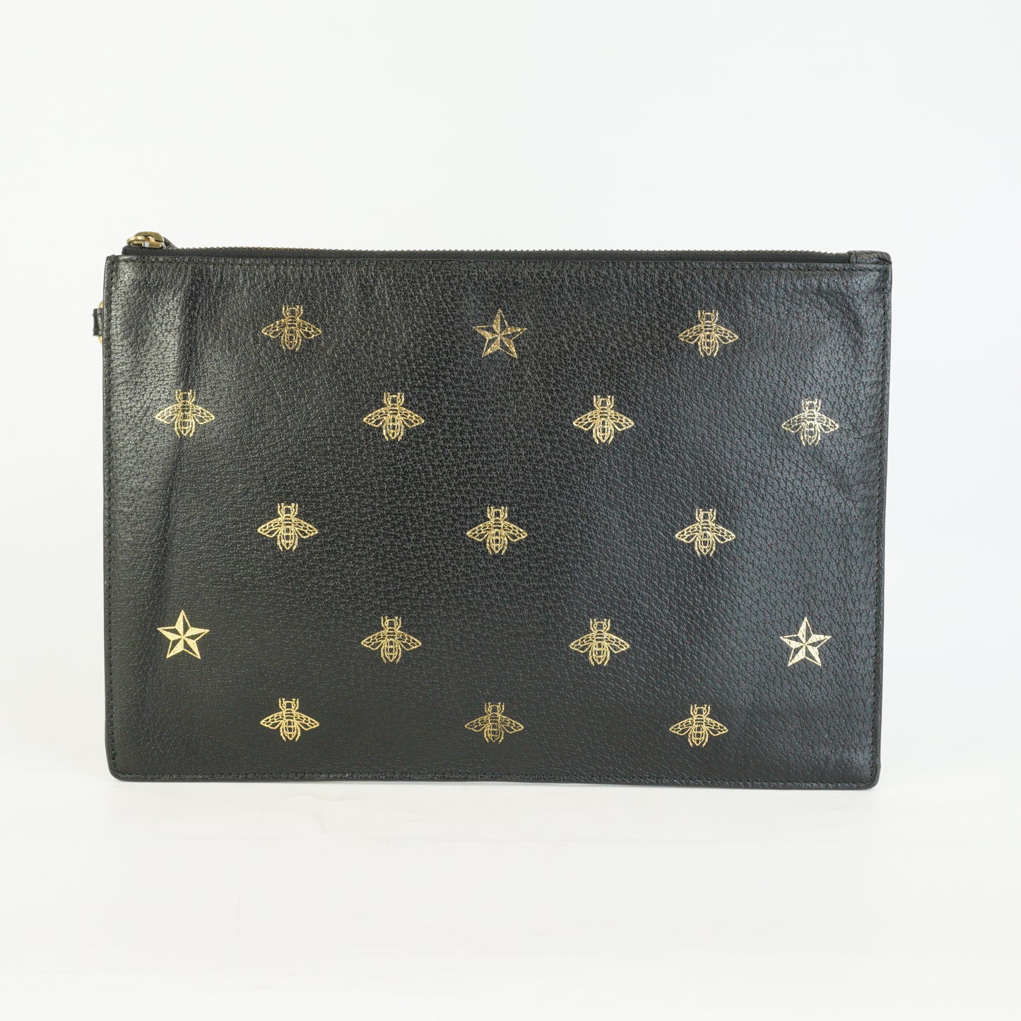 Gucci Calfskin Bee Star Clutch Bag Black GHW