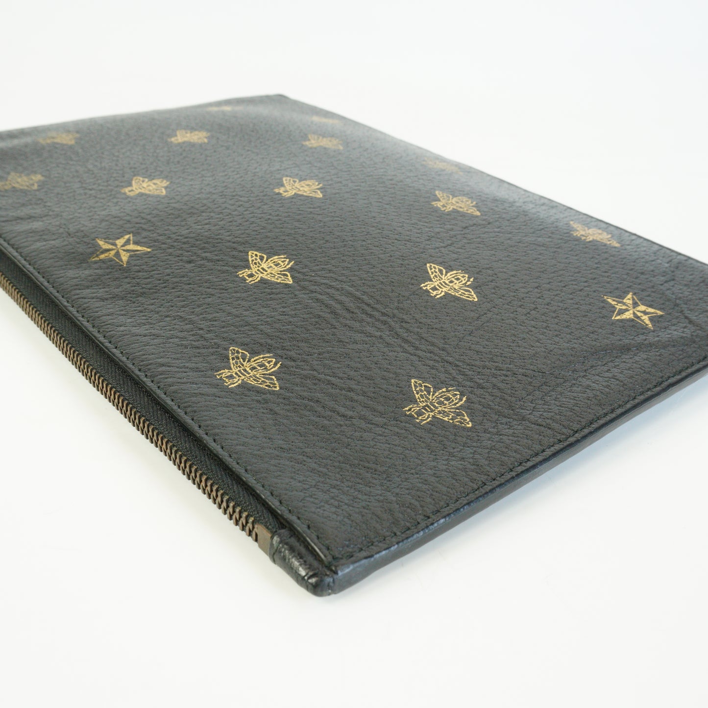 Gucci Calfskin Bee Star Clutch Bag Black GHW